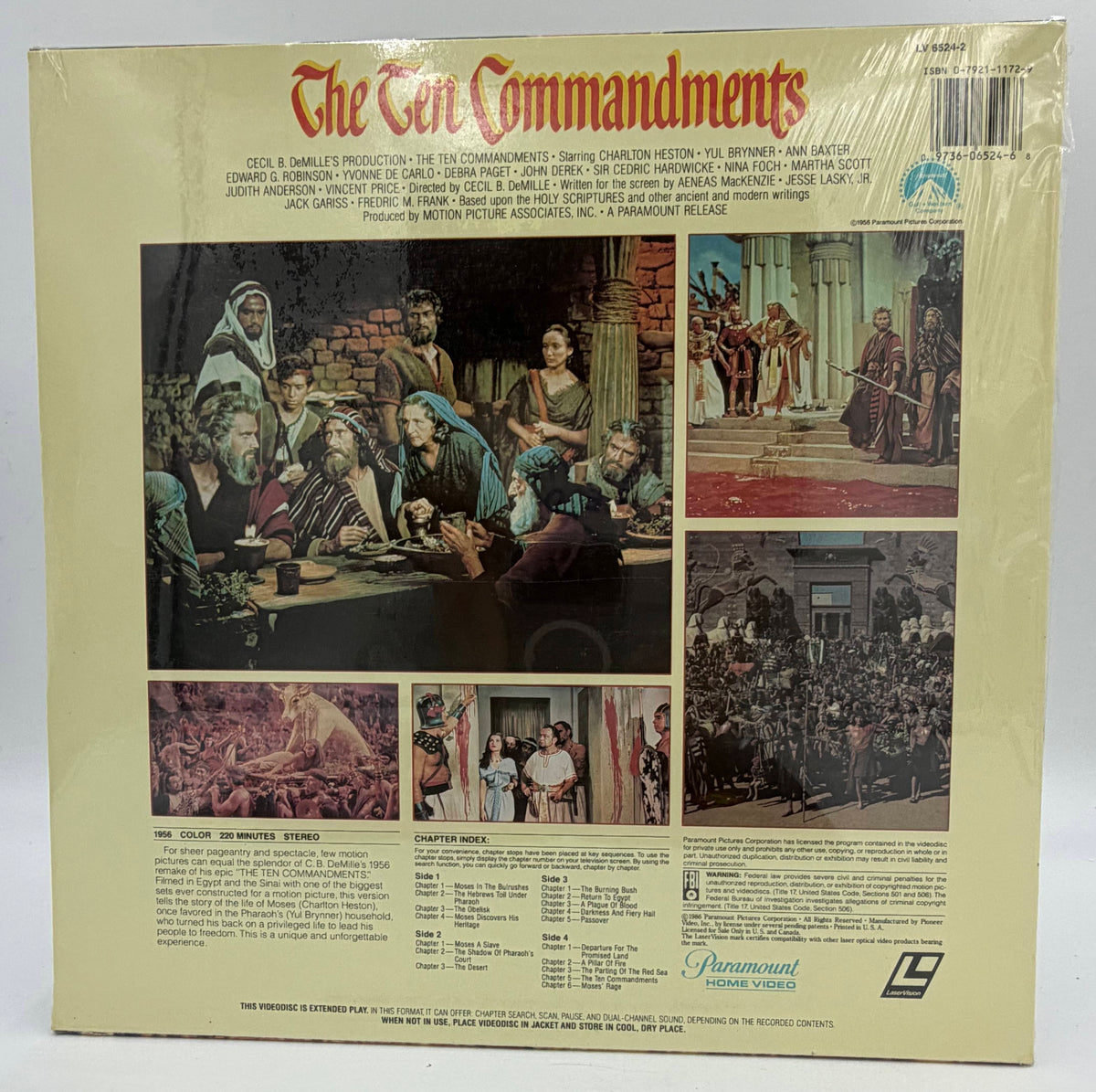 The Ten Commandments (1986) 2-Disc LaserDisc Set - Charlton Heston, Yul Brynner - Paramount – EX – Factory Sealed