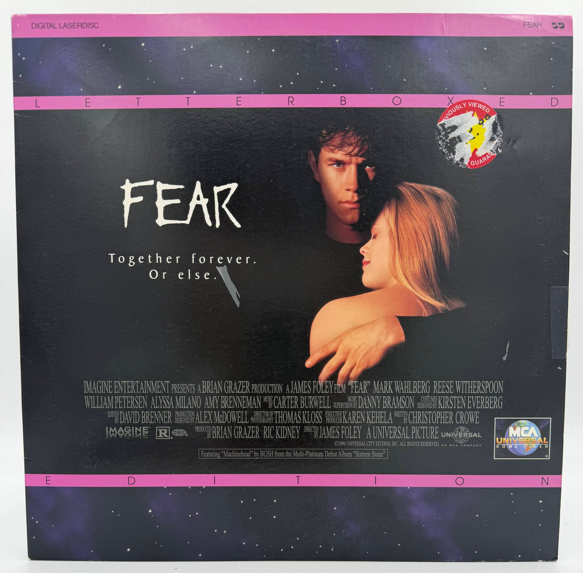 Fear (1996) Letterboxed LaserDisc - Mark Wahlberg, Reese Witherspoon - MCA Universal - VG