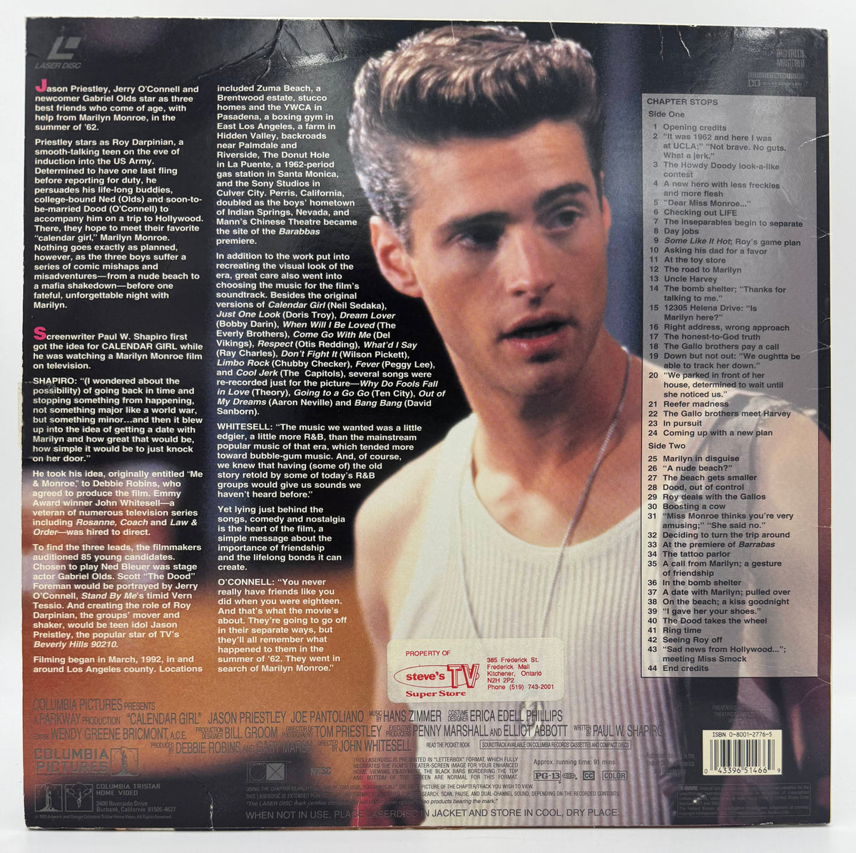 Calendar Girl (1993) Deluxe Widescreen Edition LaserDisc - Jason Priestley, Jerry O'Connell - Columbia TriStar - VG