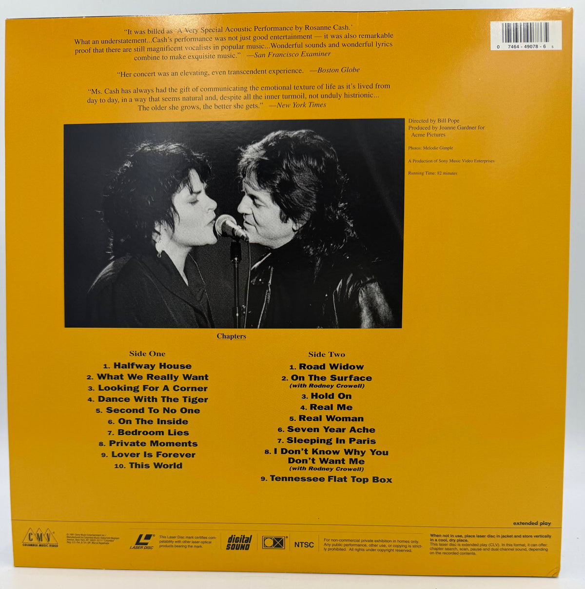 Rosanne Cash: Interiors Live (1991) LaserDisc - Special Acoustic Performance feat. Rodney Crowell - EX