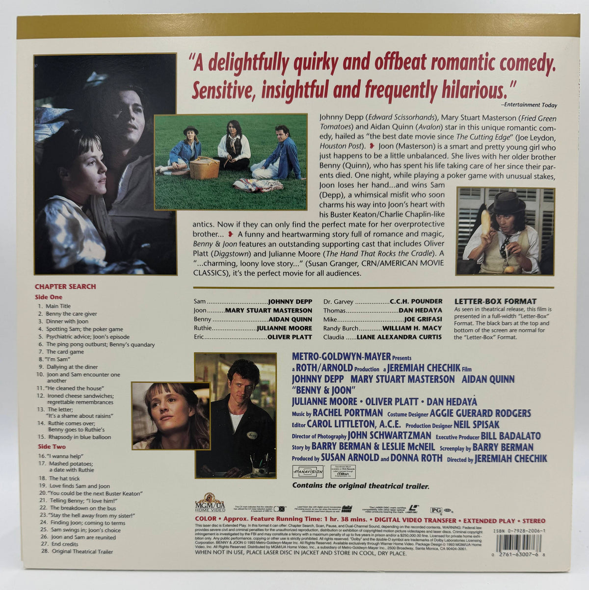 Benny & Joon (1993) Deluxe Letter-Box Edition LaserDisc - MGM/UA Home Video - EX