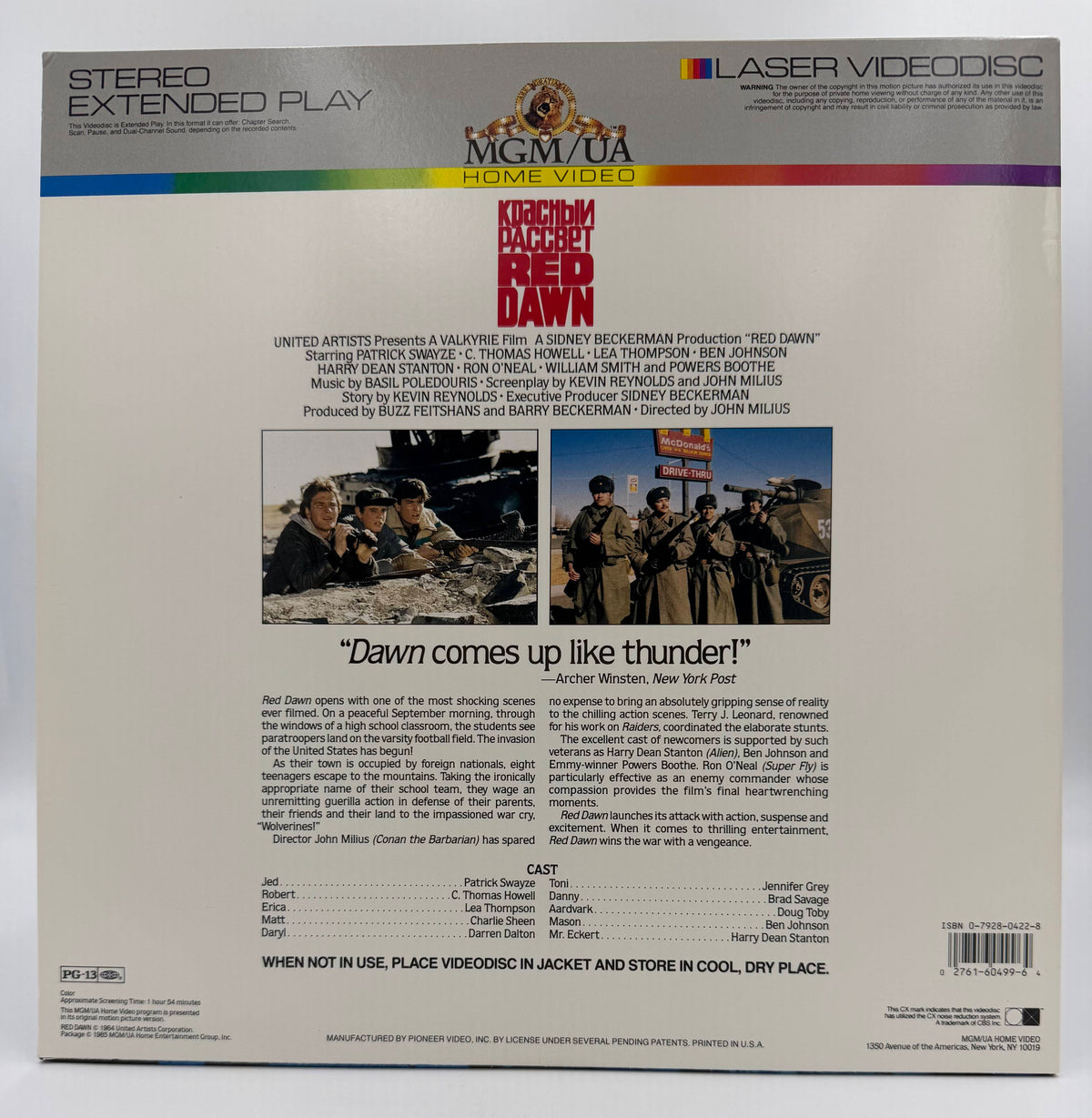 Red Dawn (1984) LaserDisc - MGM/UA Home Video / Pioneer - EX