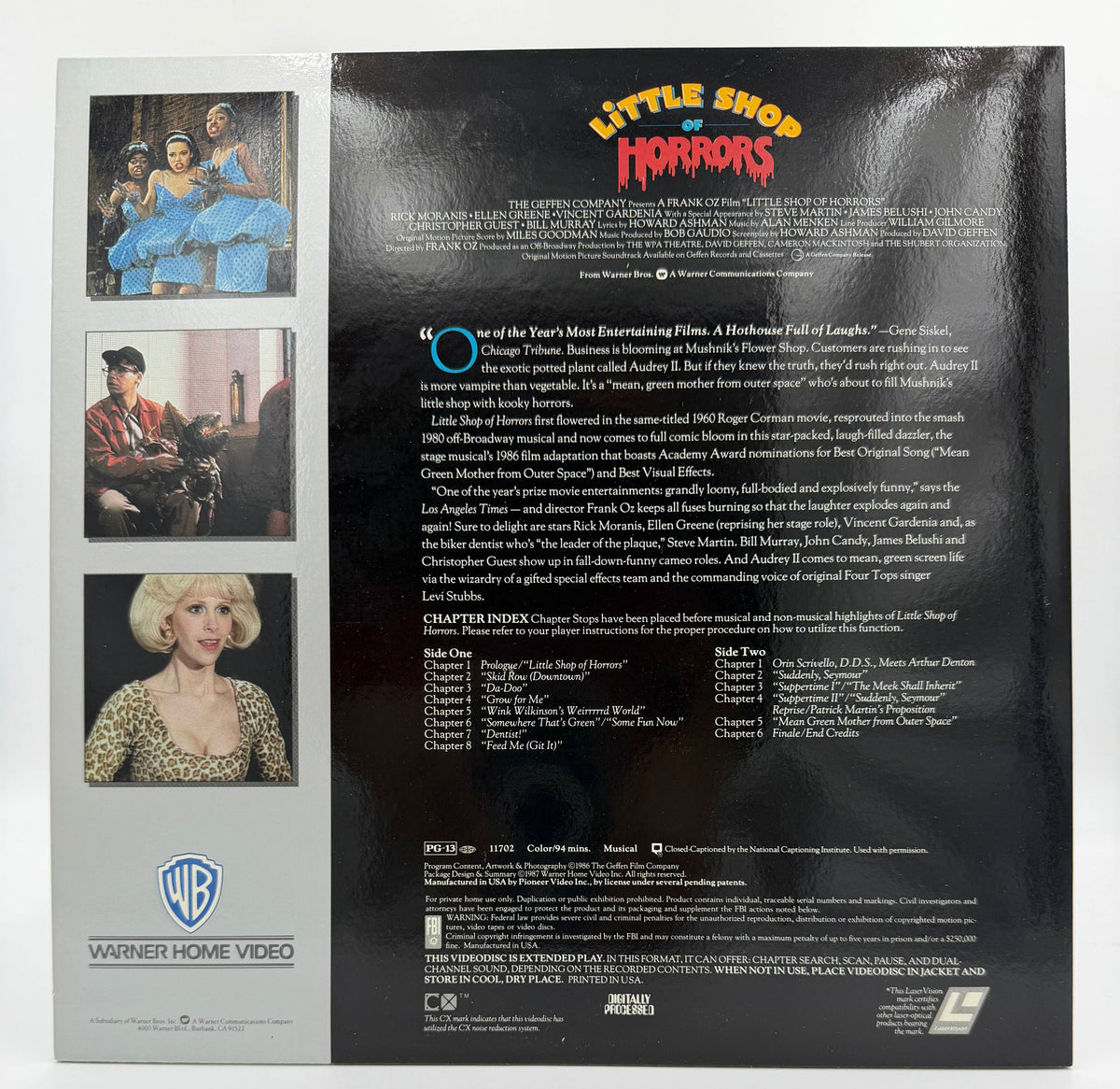 Little Shop of Horrors (1986) LaserDisc - Warner Home Video - EX