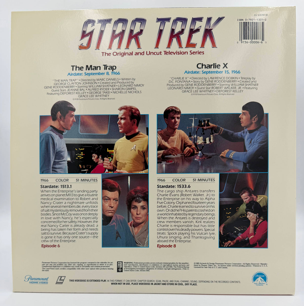 Star Trek: The Original Series (1985) - The Man Trap / Charlie X (Vol. 4) LaserDisc - Paramount Home Video – EX – Factory Sealed