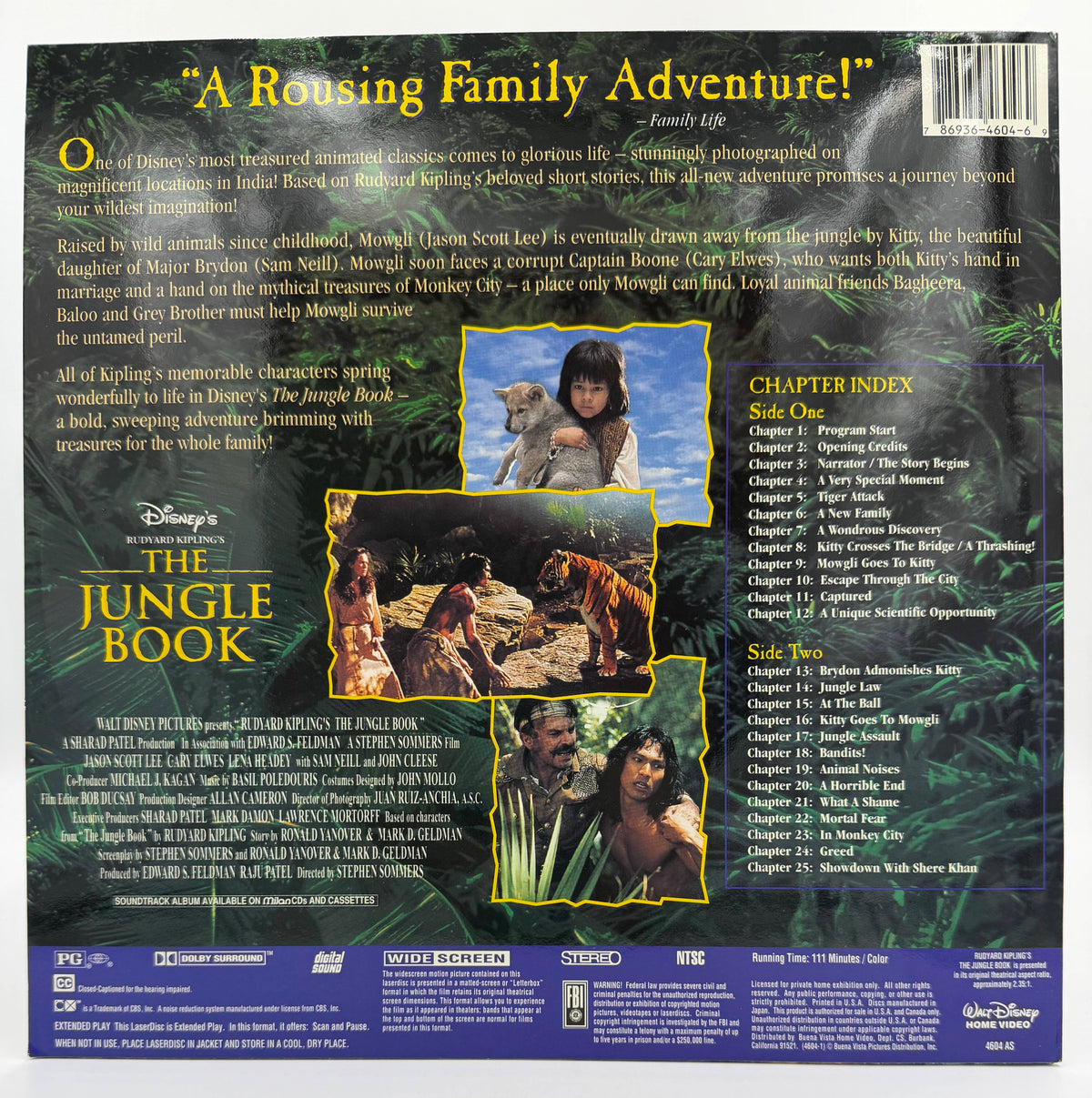 Rudyard Kipling's The Jungle Book (1995) LaserDisc - Jason Scott Lee - Widescreen Edition - Walt Disney - EX