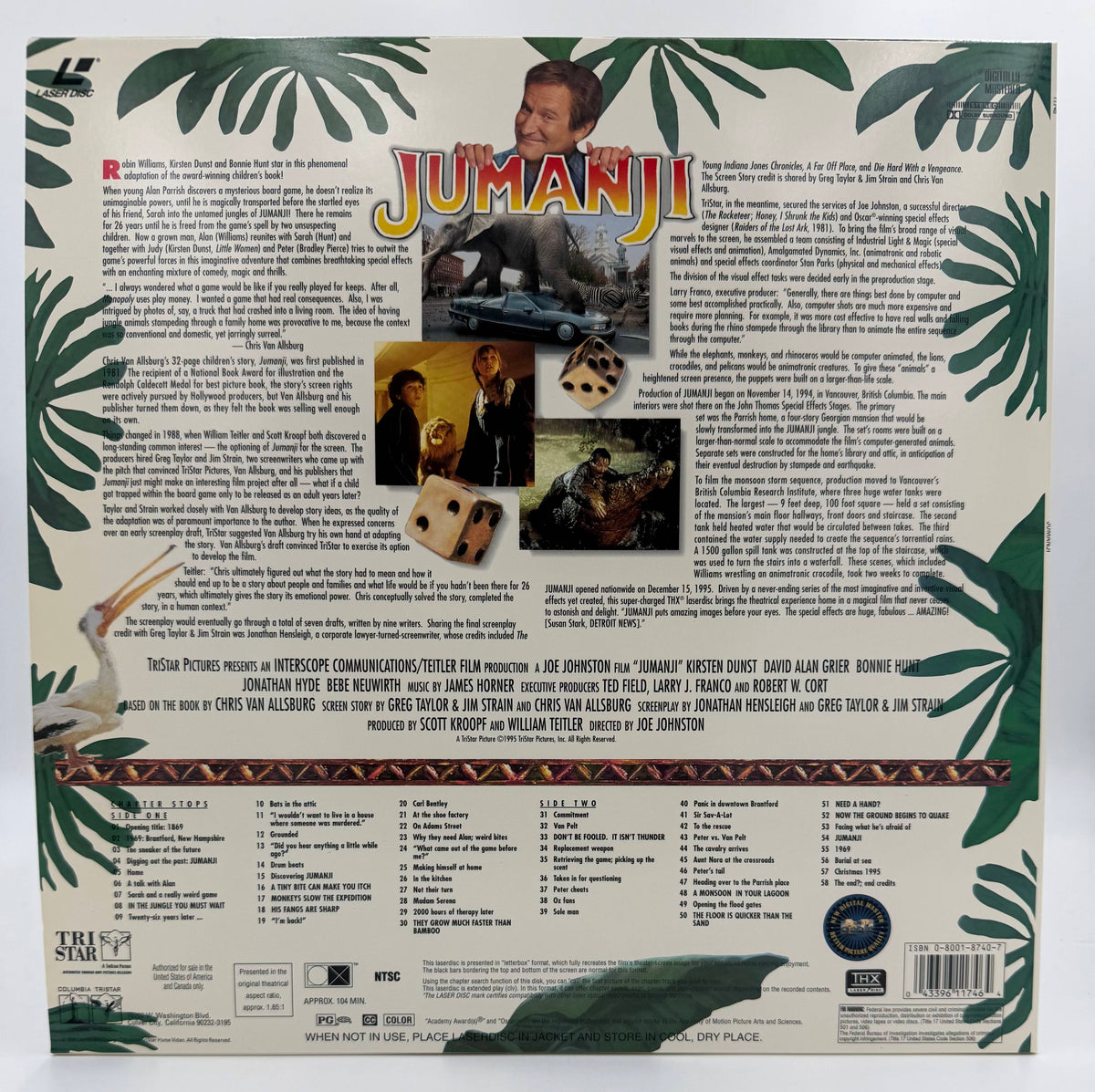 Jumanji (1996) LaserDisc - Robin Williams - THX Widescreen Edition - TriStar - EX