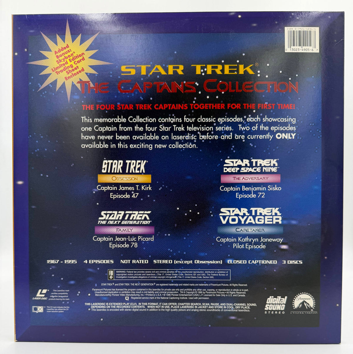 Star Trek: The Captains Collection (1996) LaserDisc LD Box Set - 3 Discs - Paramount - EX