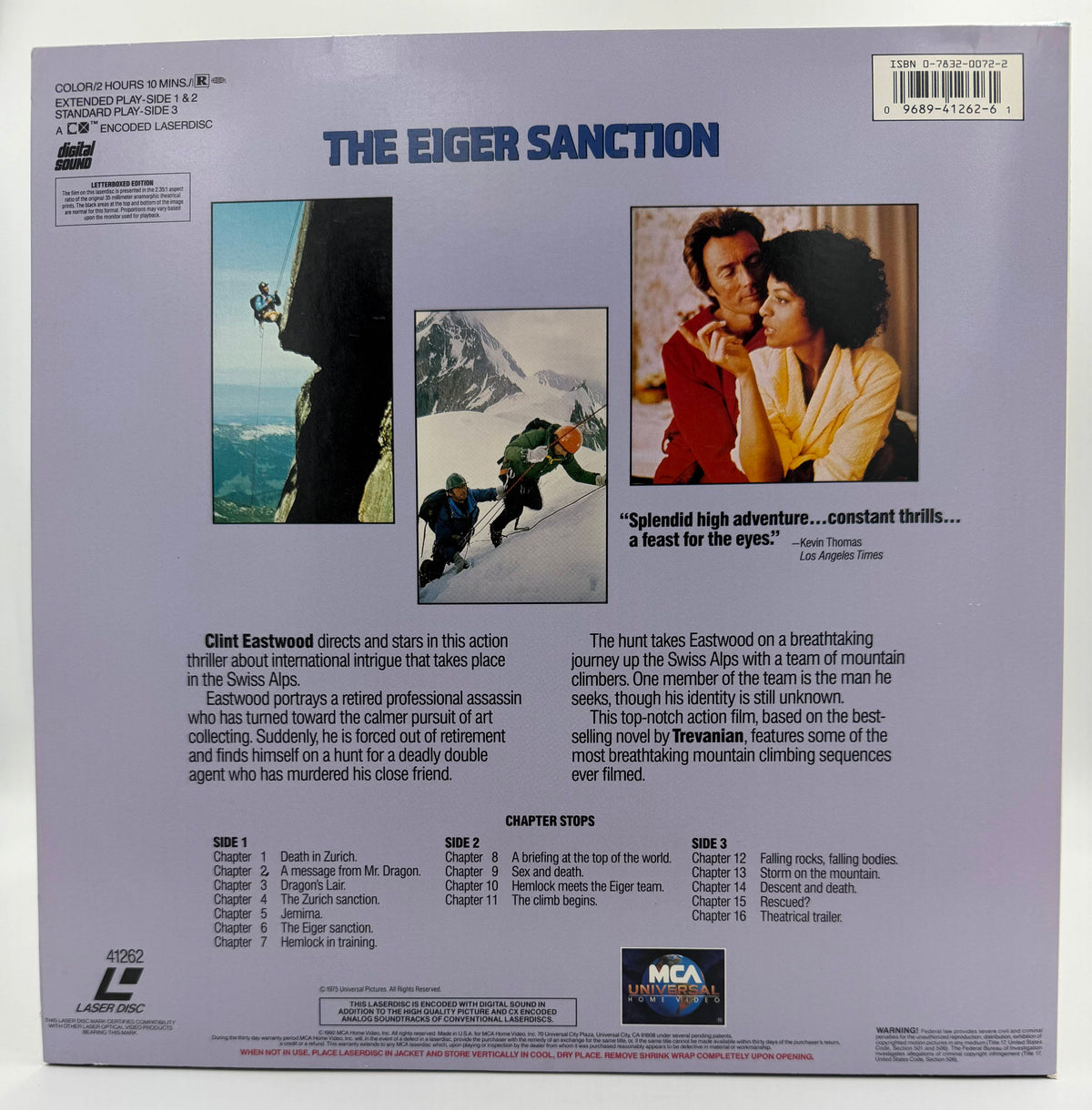 The Eiger Sanction (1975) LaserDisc - Clint Eastwood - Letterboxed Edition - MCA Universal - EX