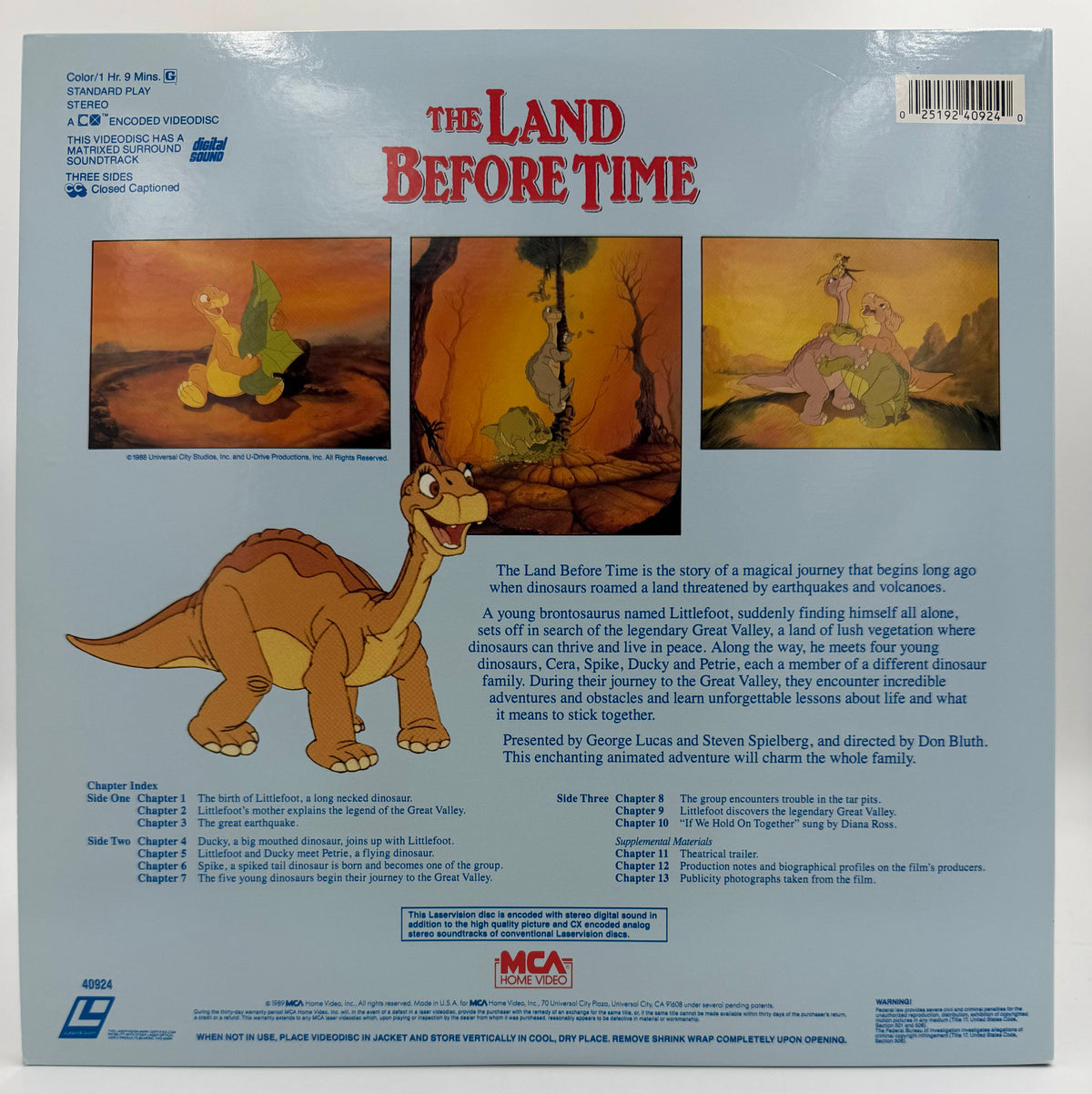 The Land Before Time (1988) LaserDisc - Special Collector's Edition - MCA Home Video - EX