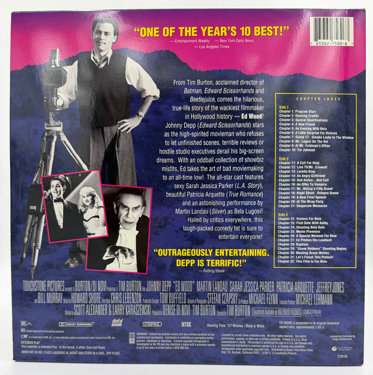 Ed Wood (1995) LaserDisc - Johnny Depp, Martin Landau - Letterbox Edition - Touchstone Home Video - EX