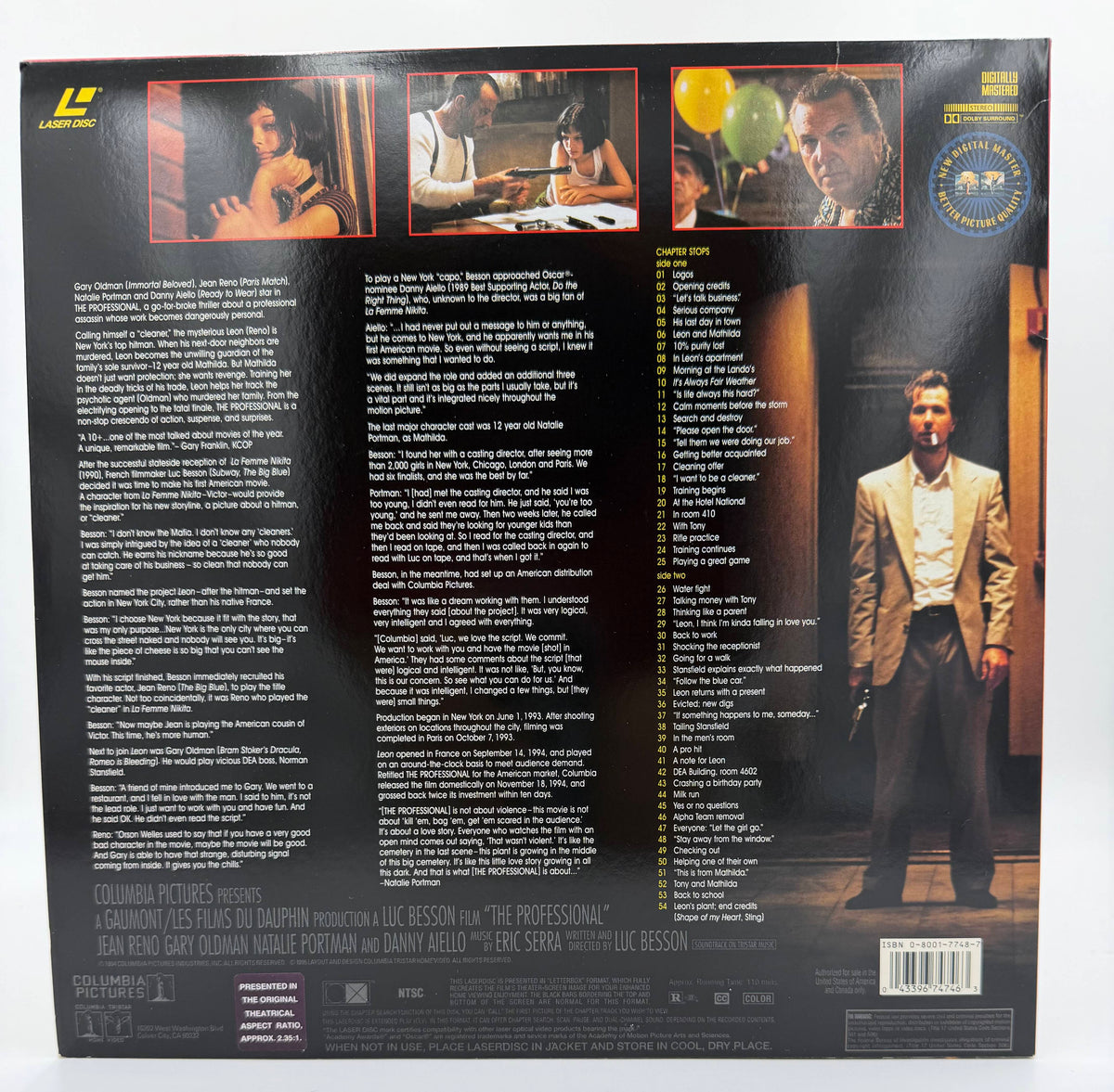 The Professional (1994) LaserDisc - Jean Reno, Gary Oldman, Natalie Portman - Deluxe Widescreen Presentation - Columbia TriStar - EX