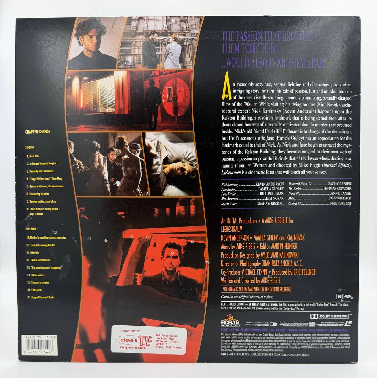 Liebestraum (1992) LaserDisc - Unrated Director's Cut - Kevin Anderson, Pamela Gidley - Deluxe Letter-Box Edition - MGM/UA - VG