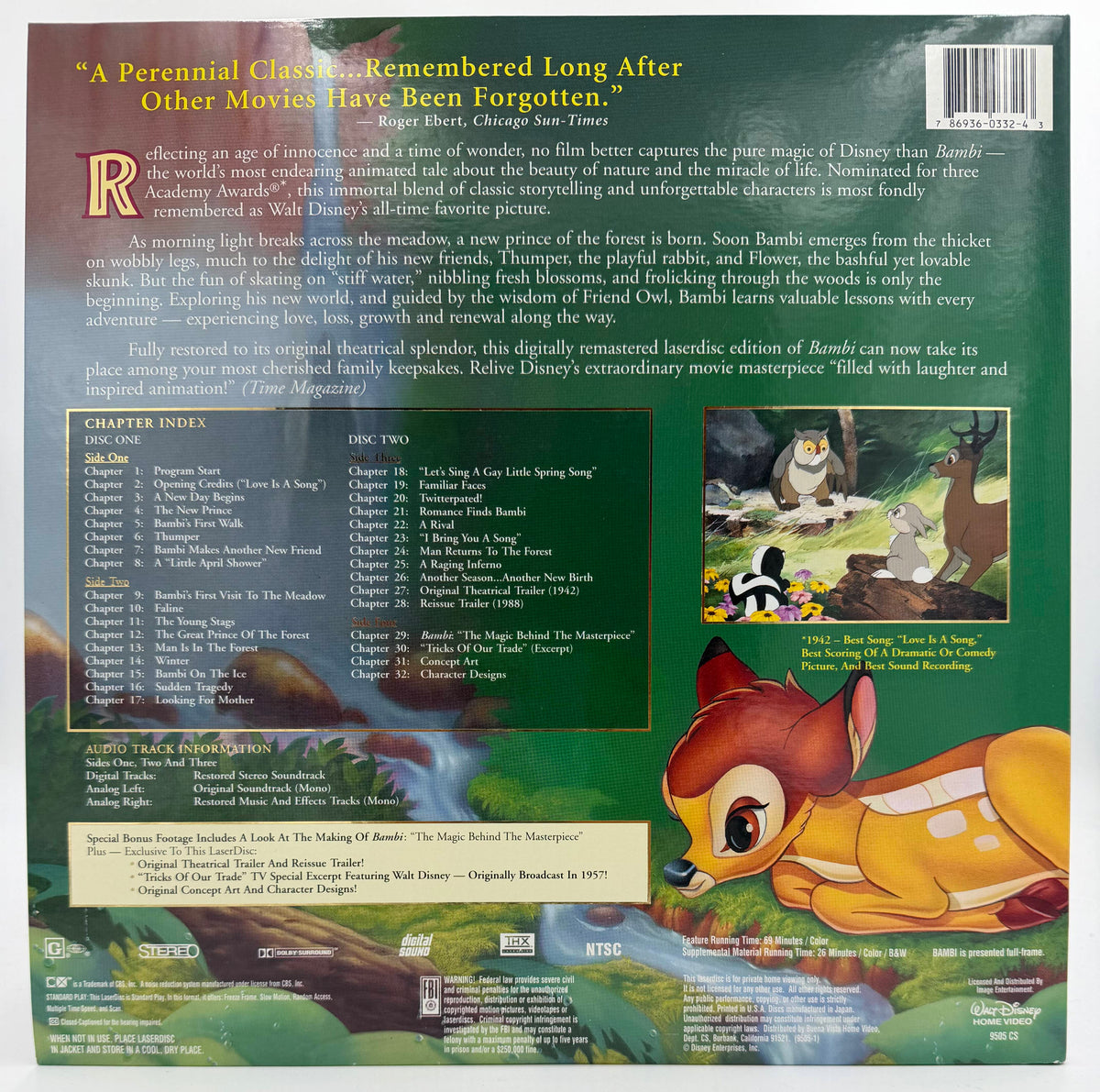 Bambi LaserDisc LD (1997) - Walt Disney Home Video - EX