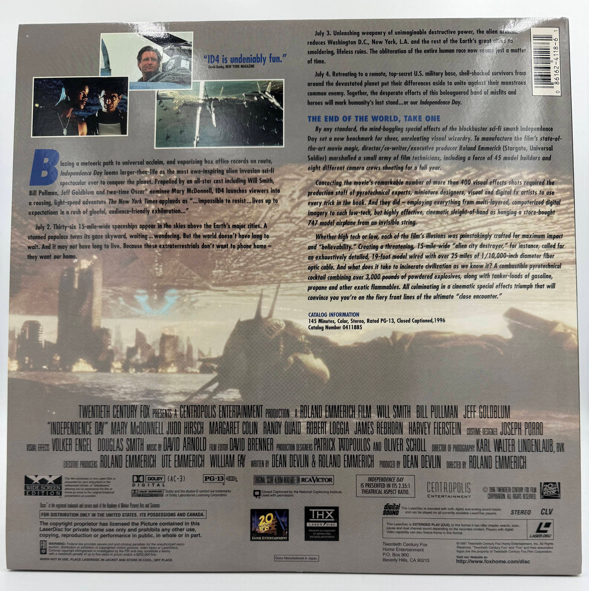 Independence Day LaserDisc LD (1996) - Fox Video - EX