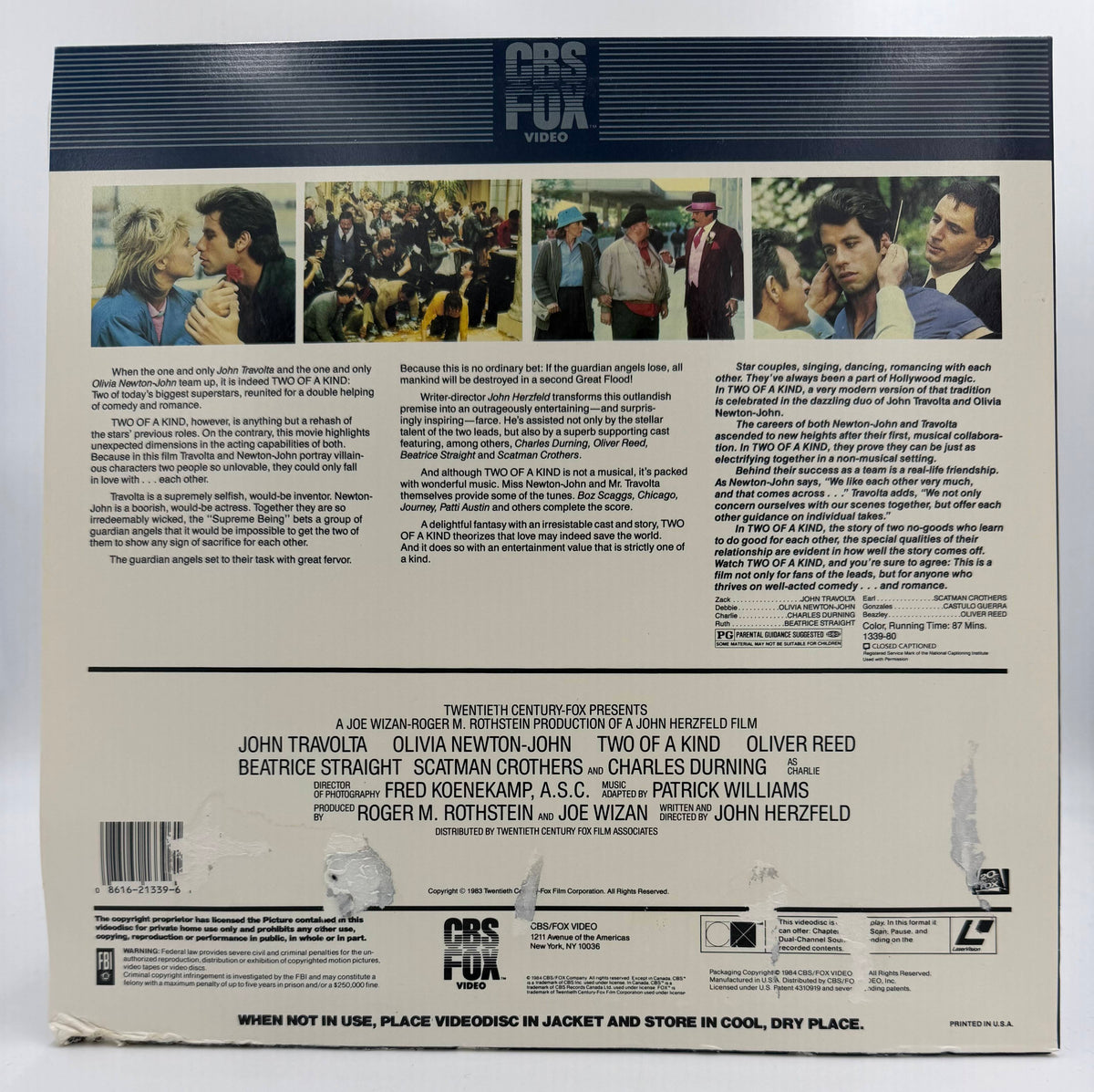 Two of a Kind LaserDisc LD (1984) - CBS/FOX Video - F