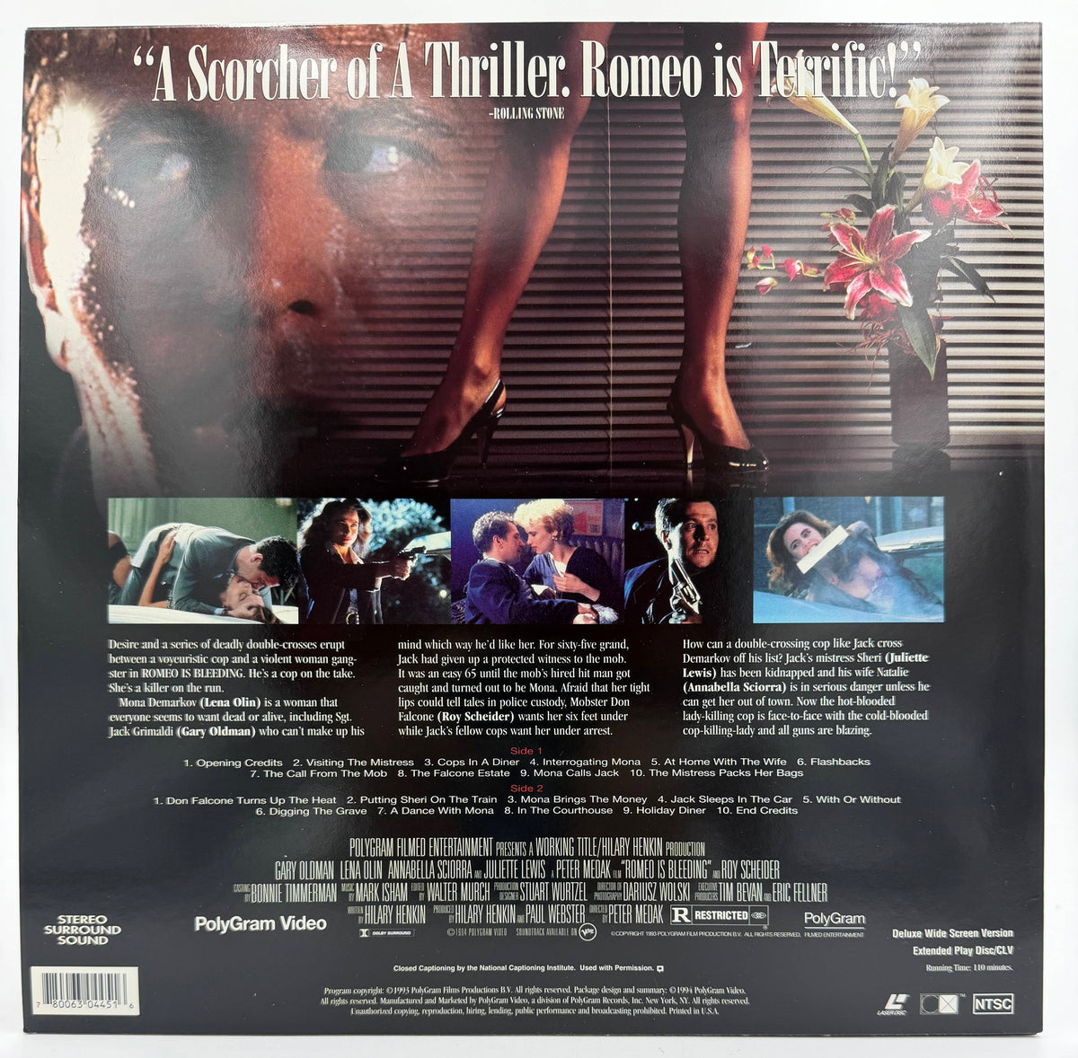 Romeo Is Bleeding LaserDisc LD (1994) - PolyGram Video - EX