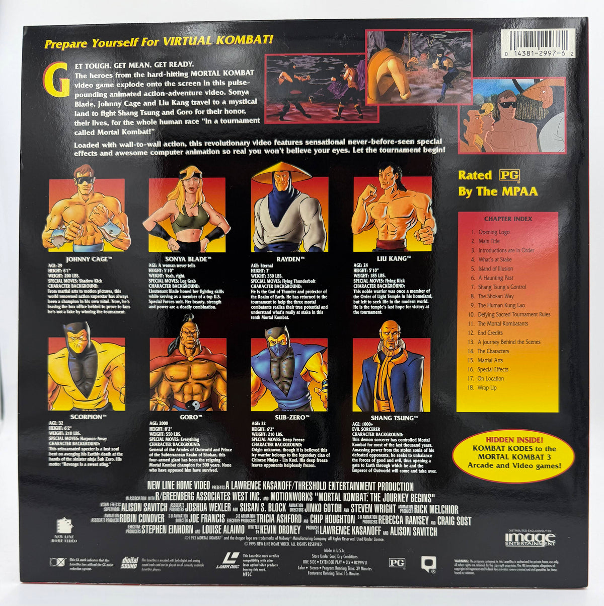 Mortal Kombat: The Animated Video – The Journey Begins LaserDisc LD (1995) - New Line Home Video - EX