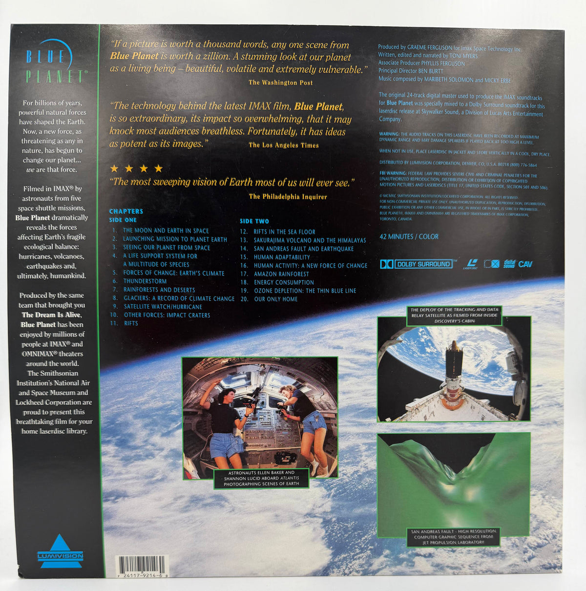 Blue Planet IMAX LaserDisc LD (1991) - Lumivision - Collector's Library Edition - EX
