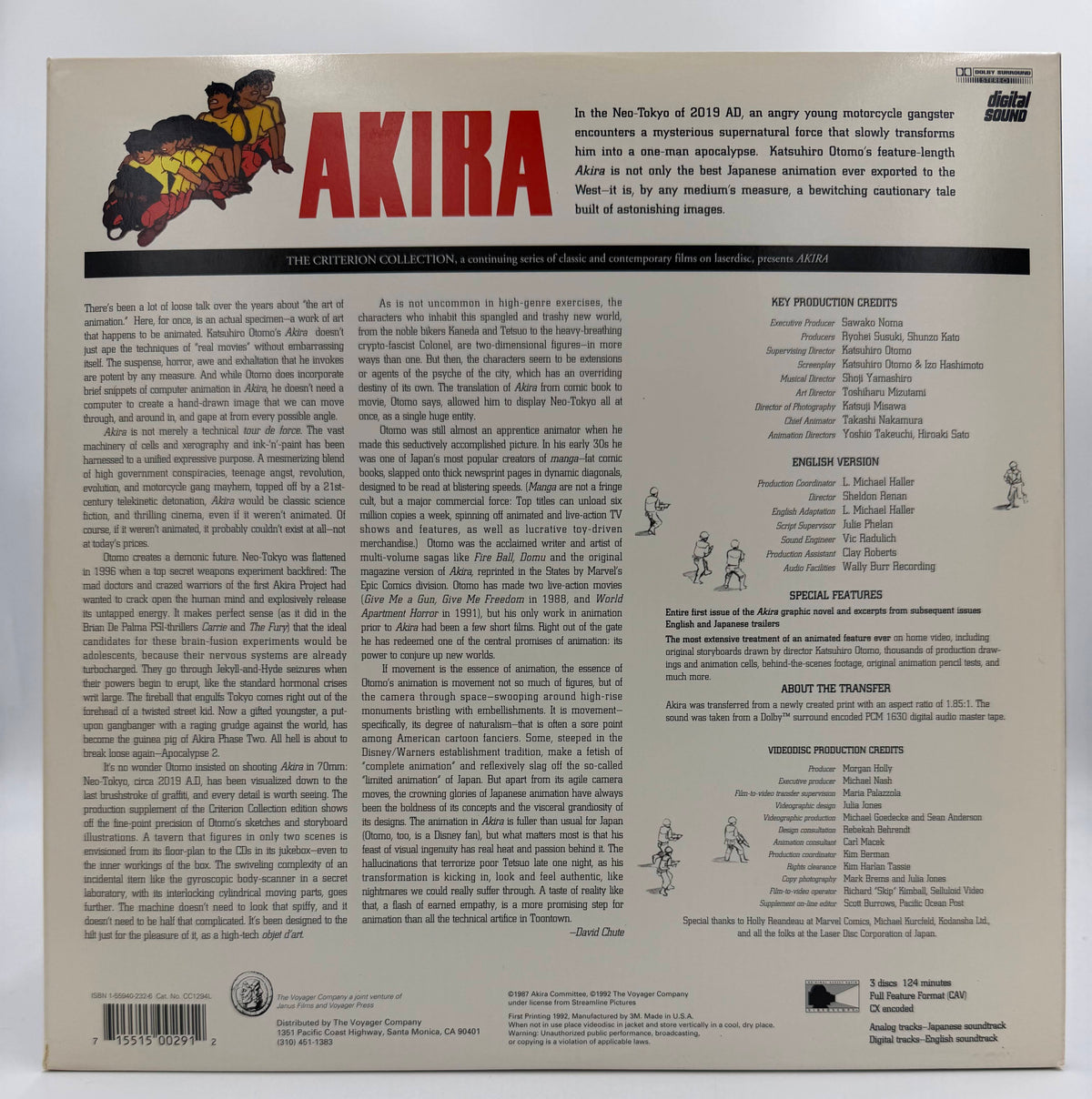 Akira Criterion Collection CAV LaserDisc LD (1992) - The Voyager Company - EX Very Rare