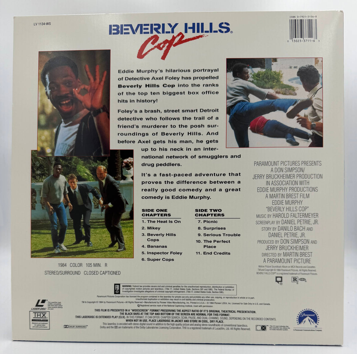 Beverly Hills Cop THX Widescreen Edition LaserDisc LD (1995) - Paramount Home Video - EX