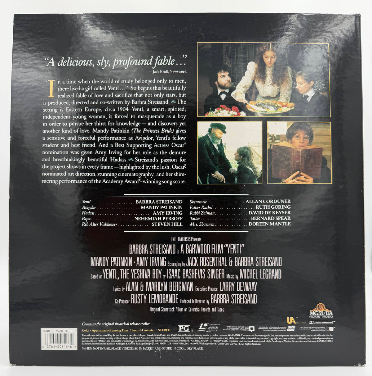 Yentl LaserDisc LD (1990) - MGM/UA Home Video - EX