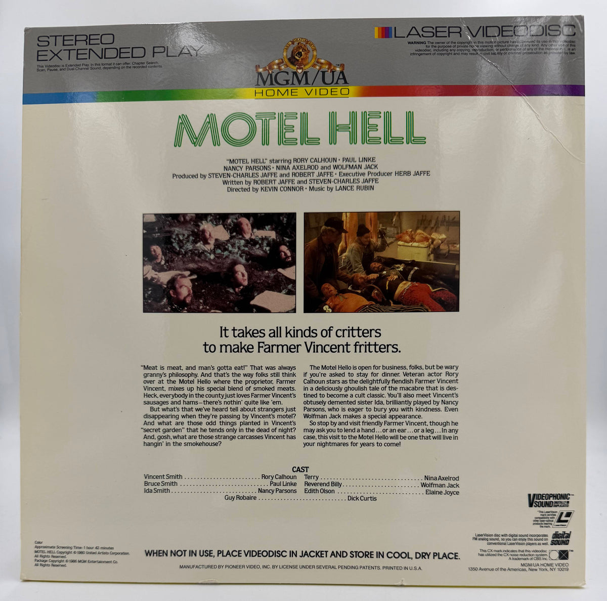 Motel Hell LaserDisc LD (1988) - MGM/UA Home Video - EX