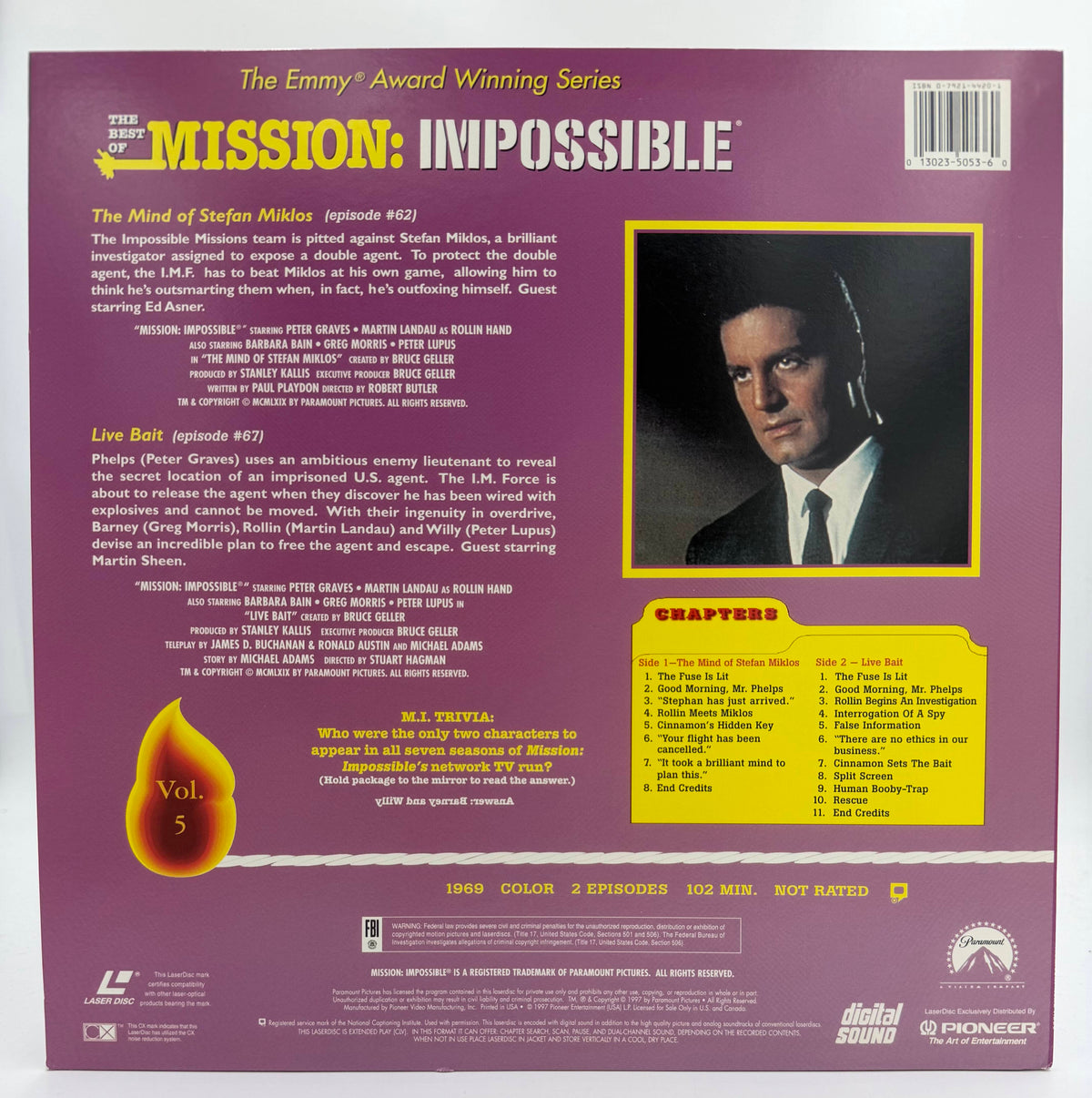 The Best of Mission: Impossible Vol. 5 LaserDisc LD (1997) - Paramount Home Video / Pioneer - EX