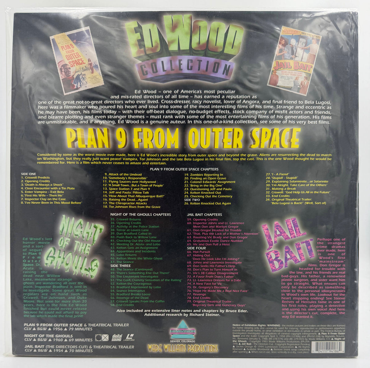 Ed Wood Collection 2-Disc LaserDisc Set LD (1994) - Lumivision / Wade Williams Productions - EX