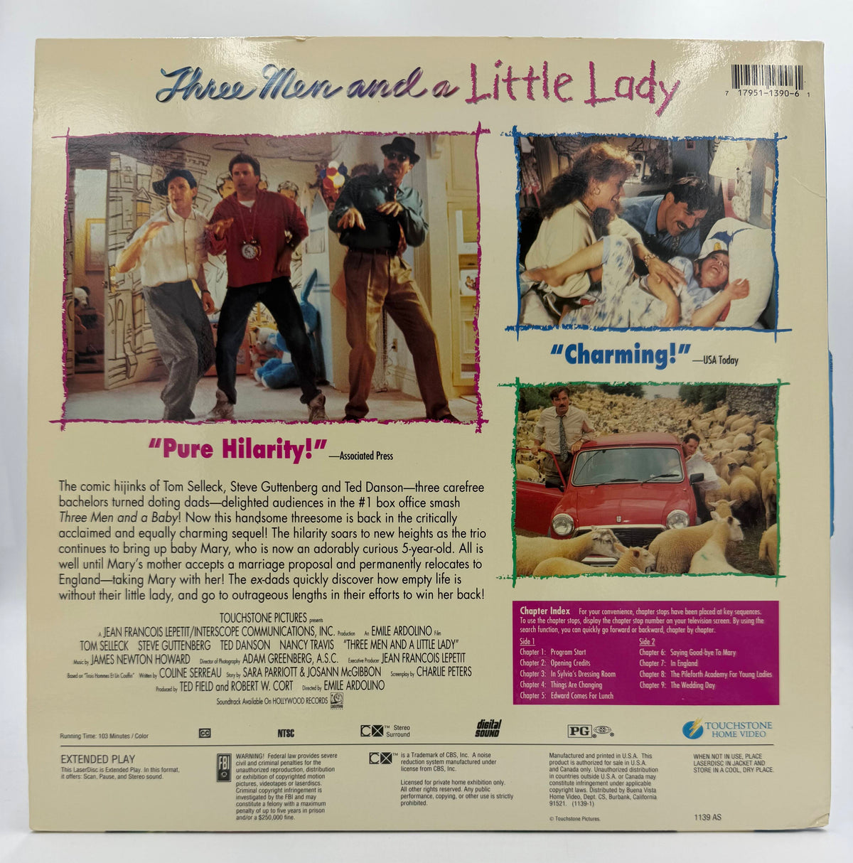 Three Men and a Little Lady LaserDisc LD (1991) - Touchstone Home Video - VG