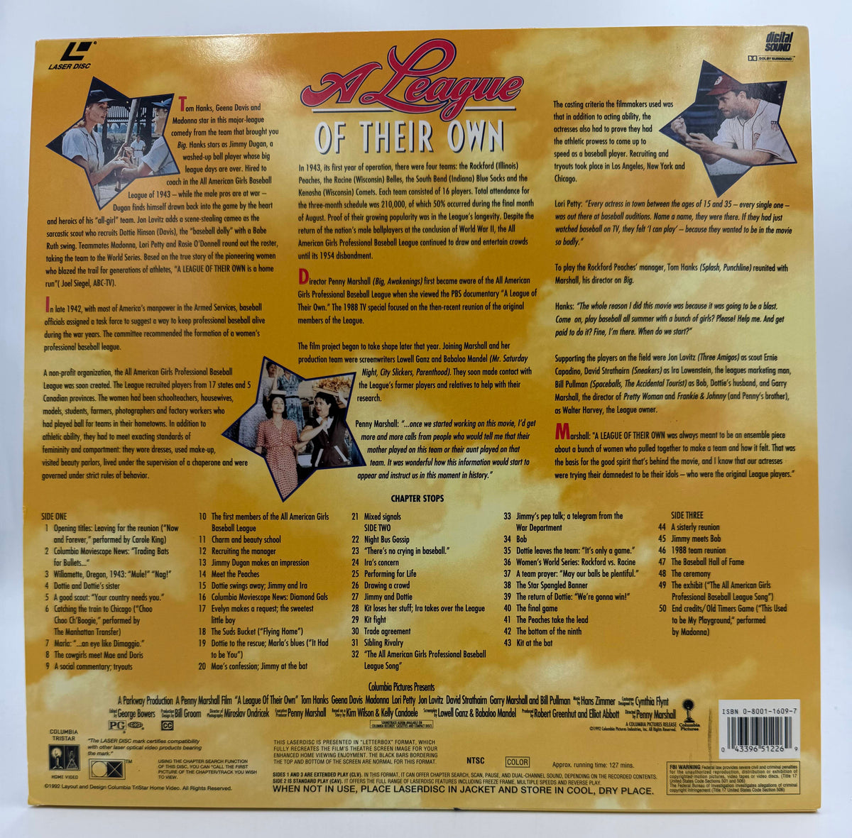 A League of Their Own (Deluxe Widescreen Version) LaserDisc LD Set (1993) - Columbia Tristar Home Video - EX