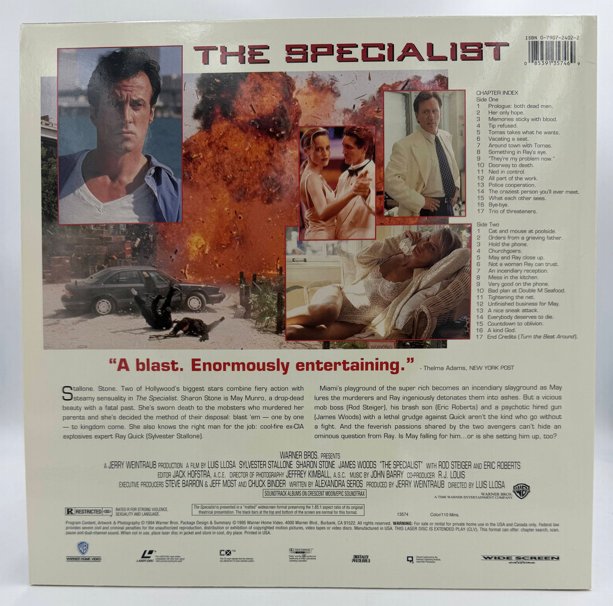 The Specialist (Wide Screen Edition) LaserDisc LD (1995) - Warner Home Video - EX