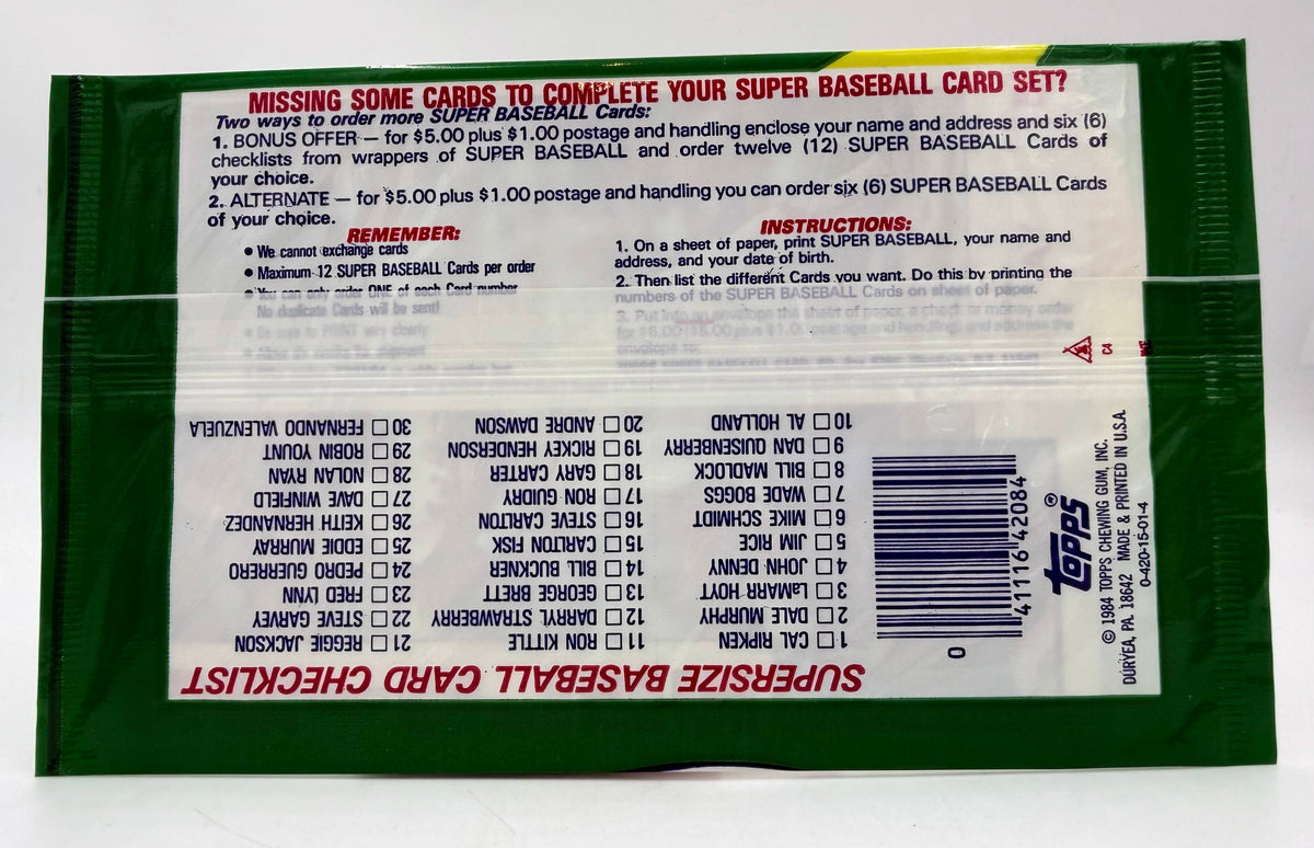 1984 Topps Super Baseball Giant Picture Cards Sealed Wax Pack (Lot of 4)