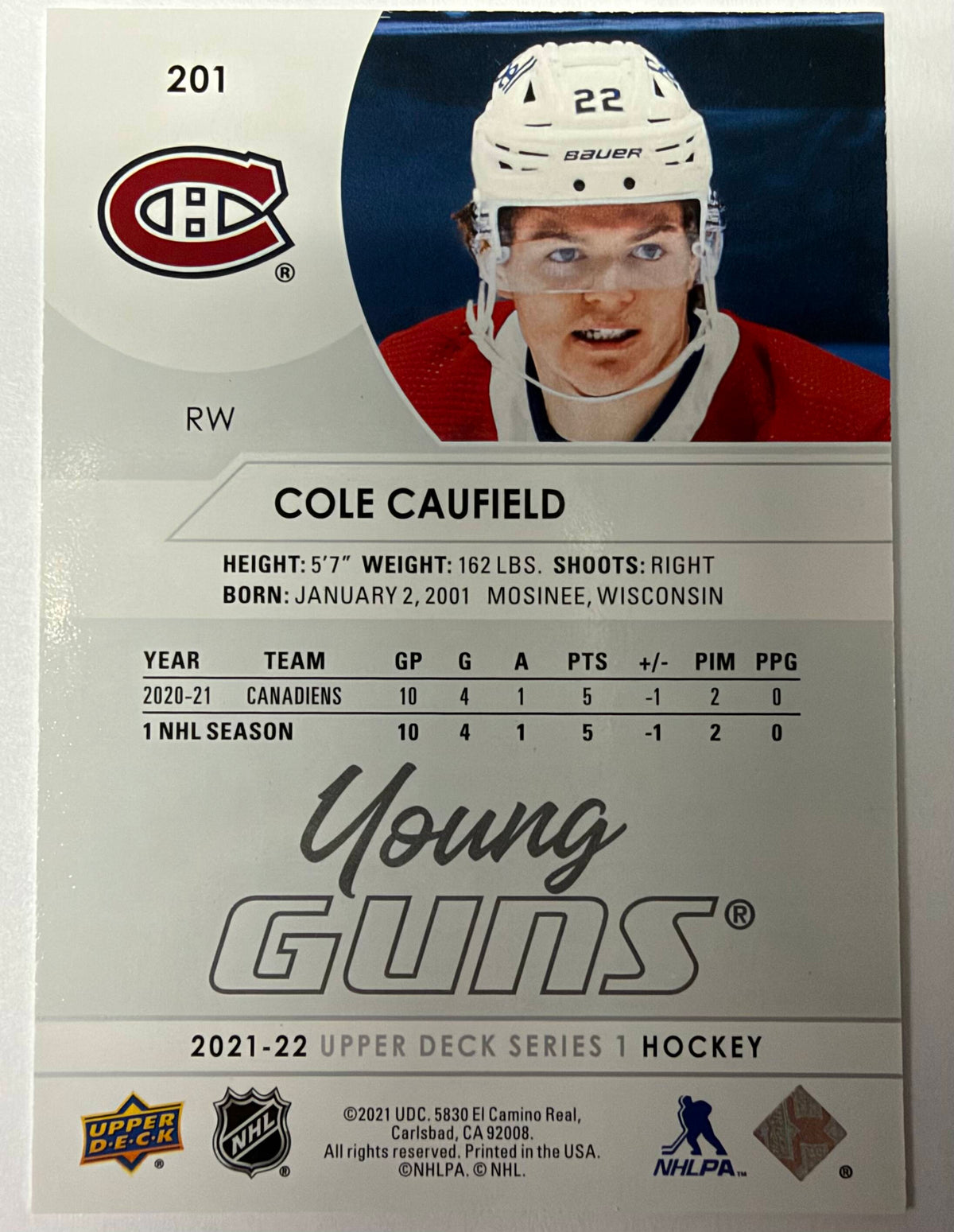 2021/22 Upper Deck Series 1 Hockey Card Base Set & Young Guns (250 Cards) NMT / MT