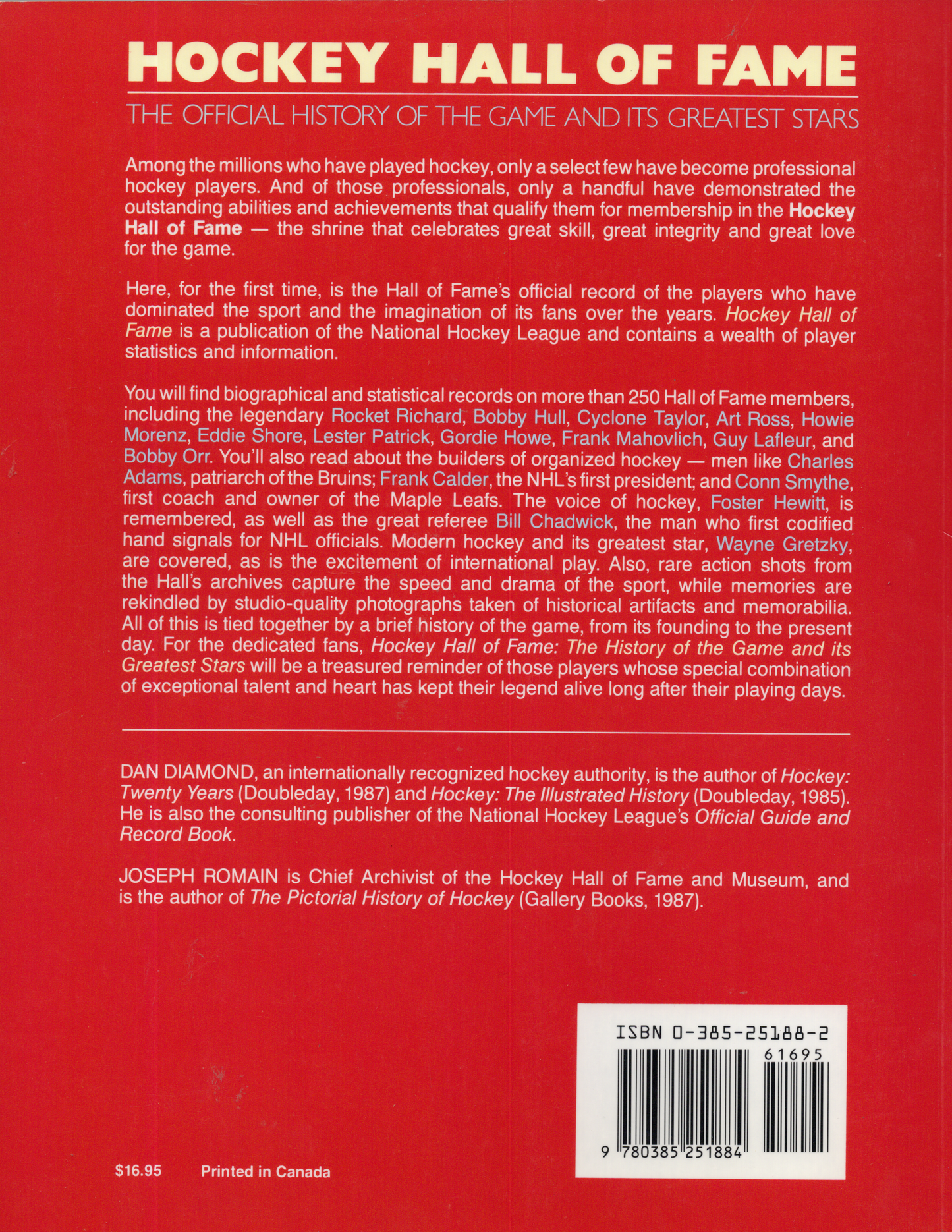 1988 Hockey Hall of Fame: The Official History of the Game and Its Greatest Stars Softcover Book