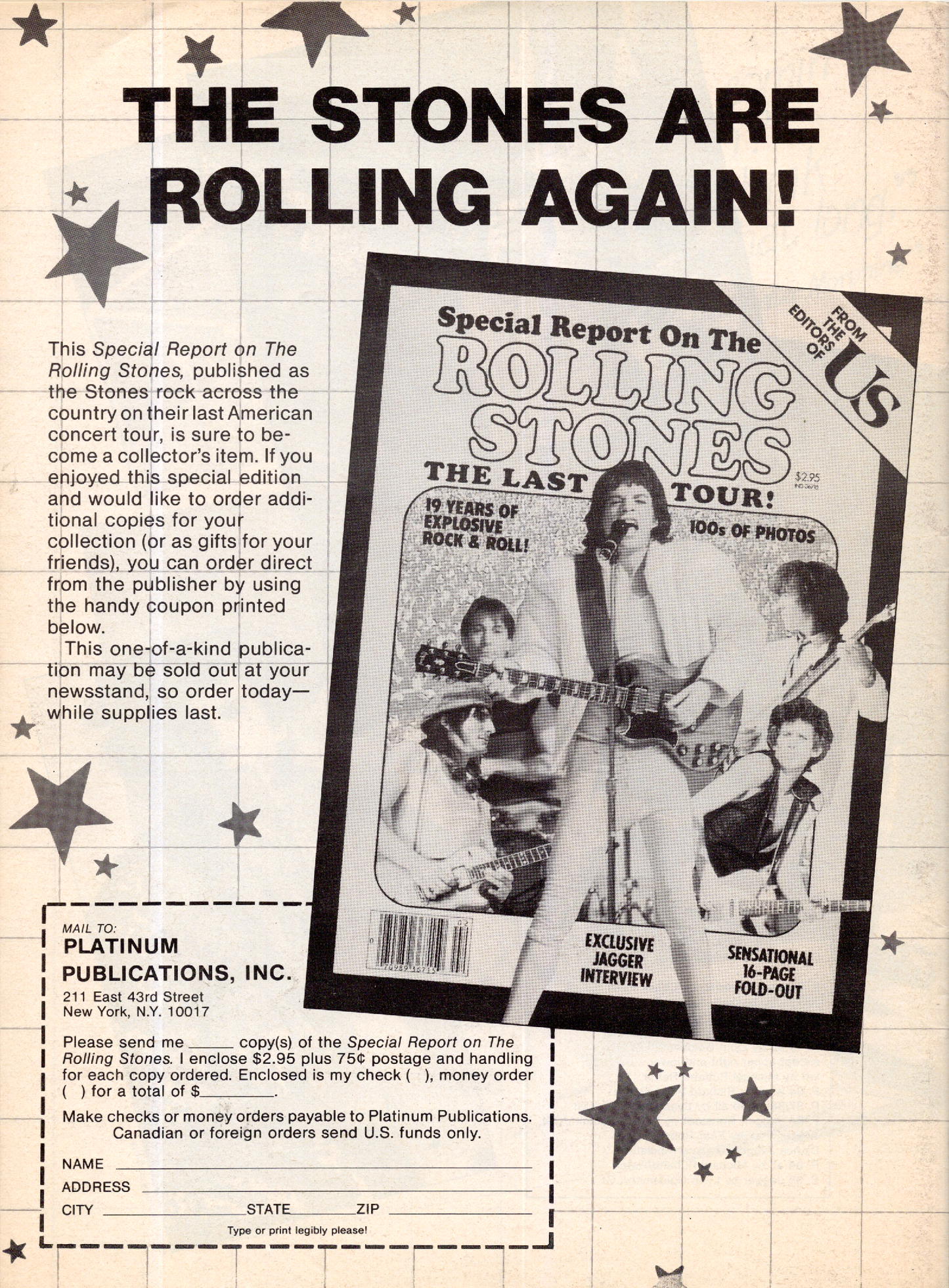 Vintage 1981 Rolling Stones Special Report Magazine – "The Last Tour!" Special Issue (Us Magazine)