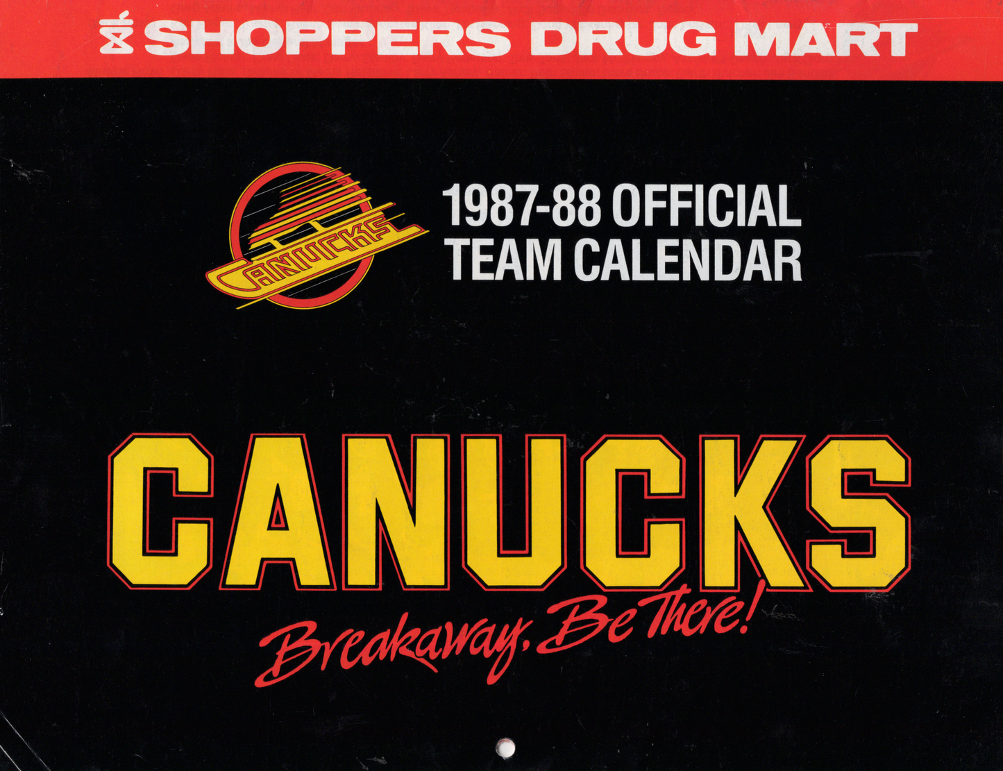 Vintage 1987-88 Vancouver Canucks Official Team Calendar – Shoppers Drug Mart Promo