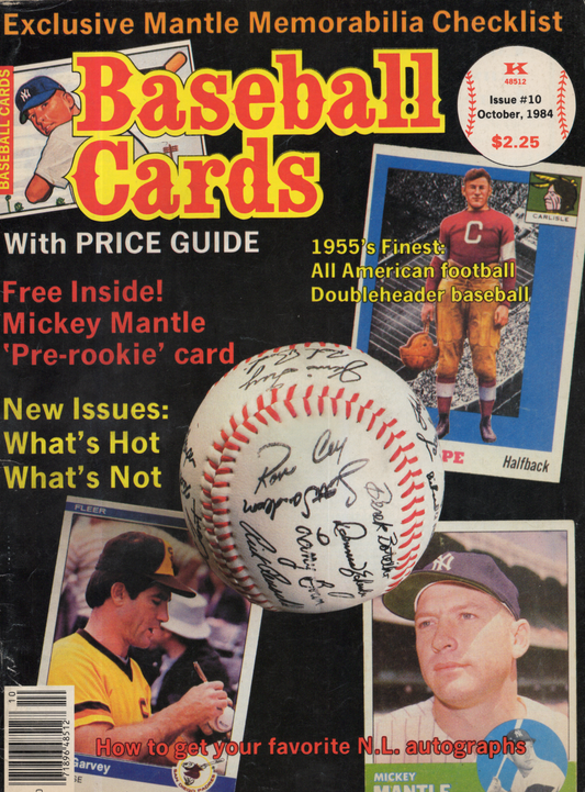 Vintage Baseball Cards Magazine & Price Guide (October 1984) Mickey Mantle Cover