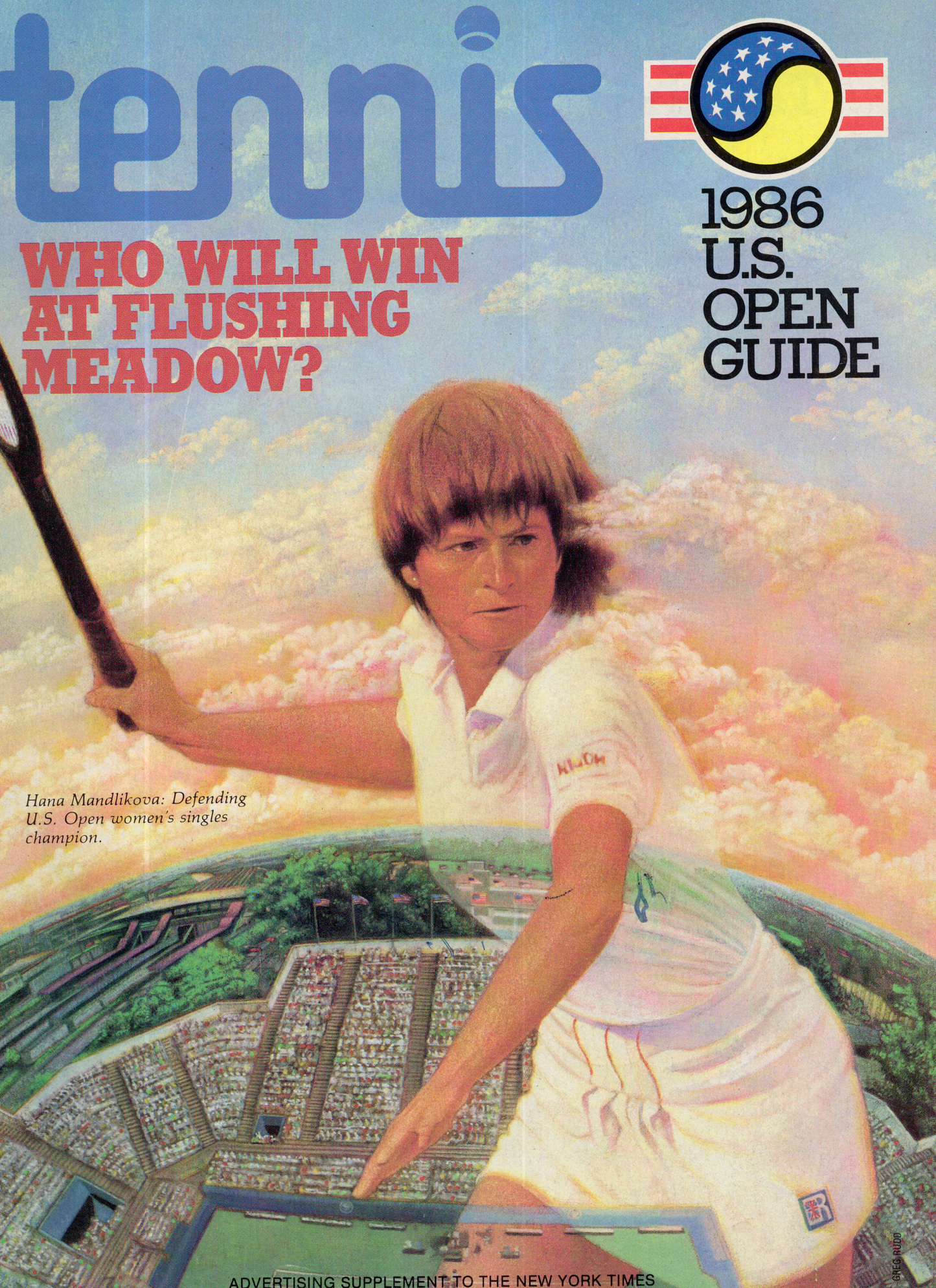 Vintage 1986 U.S. Open Tennis Guide – Hana Mandlikova Cover (New York Times Advertising Supplement)