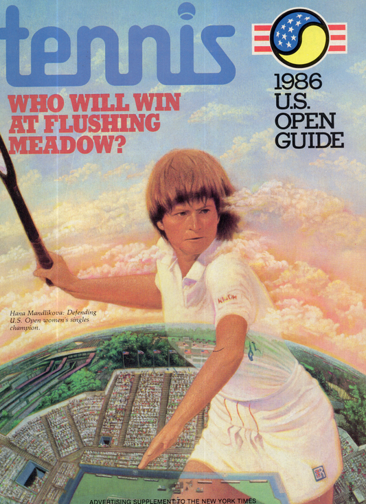 Vintage 1986 U.S. Open Tennis Guide – Hana Mandlikova Cover (New York Times Advertising Supplement)