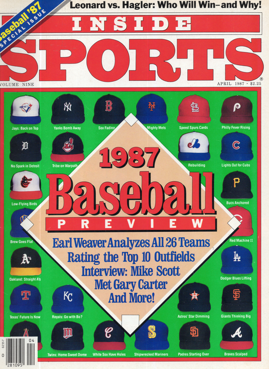 Vintage Inside Sports Magazine (April 1987) – 1987 Baseball Preview Special Issue (26 MLB Team Caps Cover)