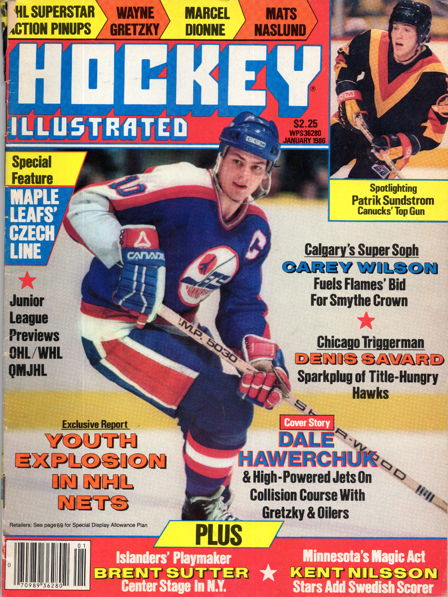 Vintage Hockey Illustrated Magazine (January 1988) – Dale Hawerchuk Cover / Wayne Gretzky Back Cover Feature