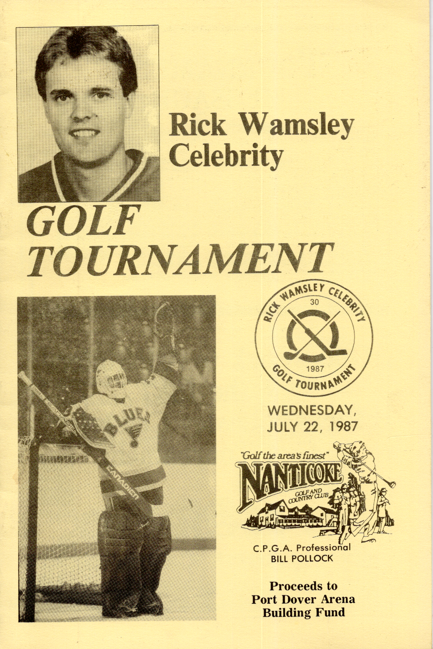 Vintage 1987 Rick Wamsley Celebrity Golf Tournament Official Program