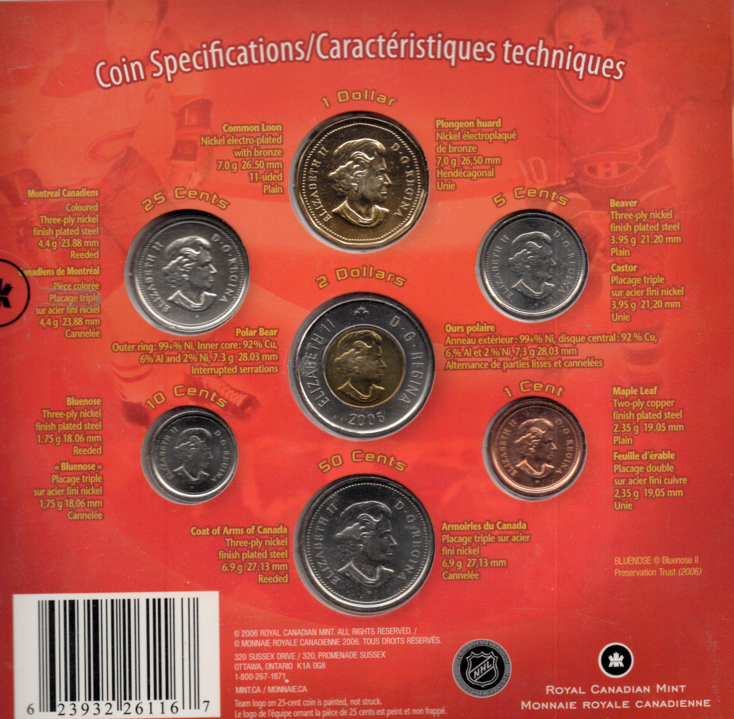 2005-06 Royal Canadian Mint NHL Montreal Canadiens Official Coin Set (7-Coin Pack)