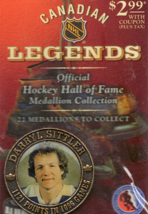 2003-04 NHL Canadian Legends Darryl Sittler Official Hockey Hall of Fame Medallion