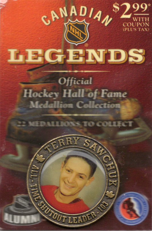 2003-04 NHL Canadian Legends Terry Sawchuk Official Hockey Hall of Fame Medallion
