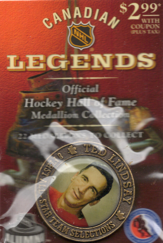 2003-04 NHL Canadian Legends Ted Lindsay Official Hockey Hall of Fame Medallion