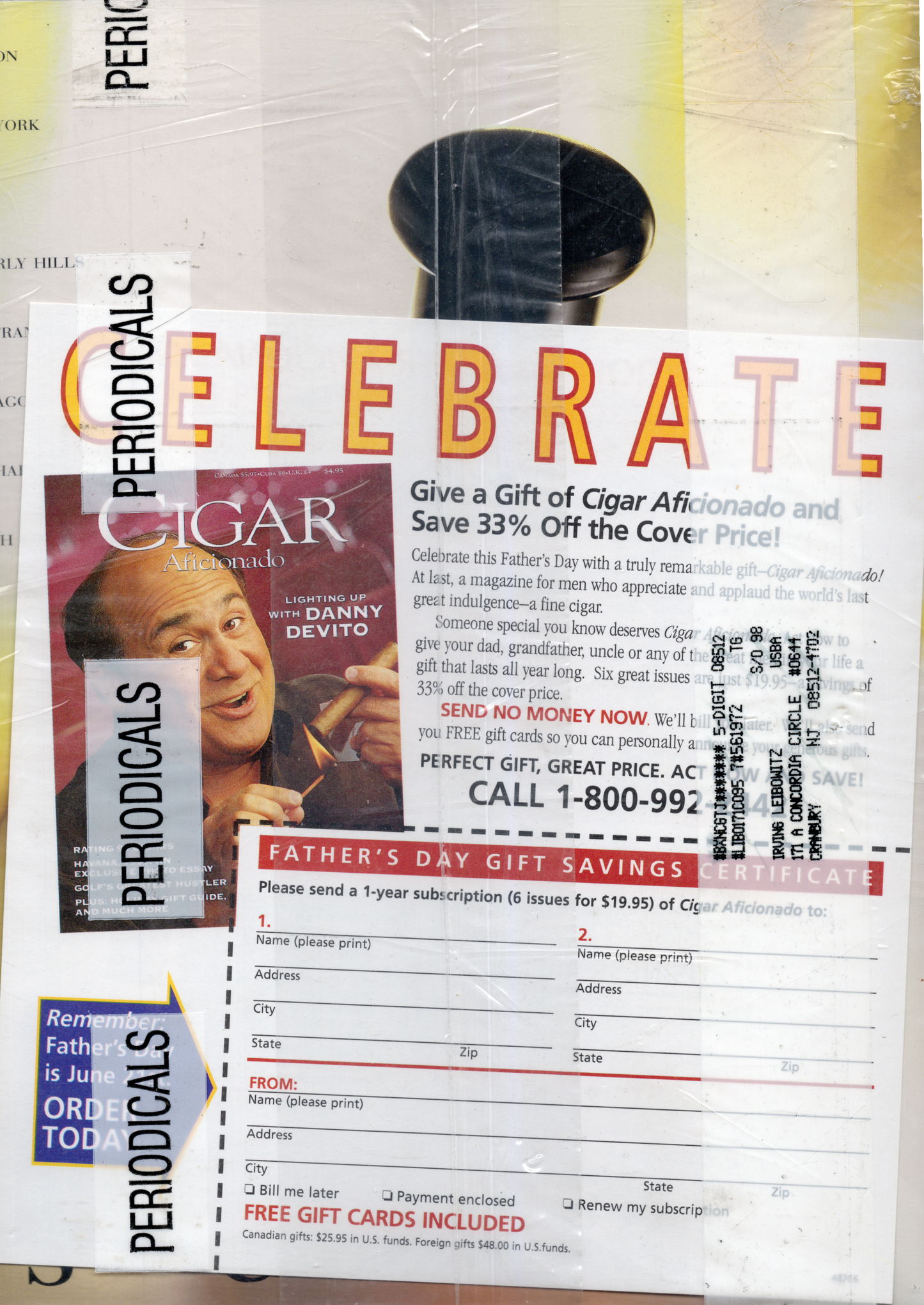 Vintage 1998 Cigar Aficionado: Chuck Norris Celebrity Issue Sealed Magazine