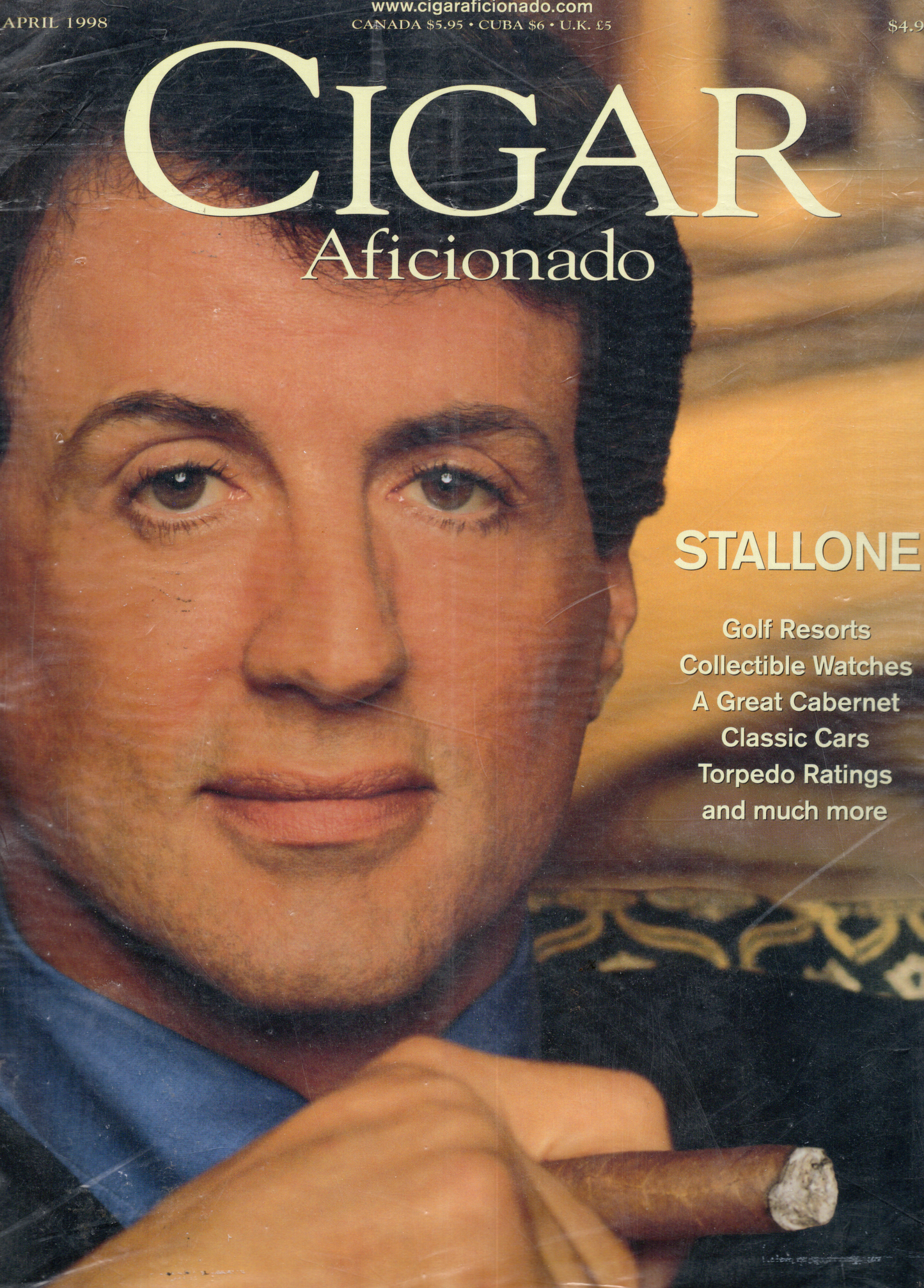 Vintage 1998 Cigar Aficionado: Sylvester Stallone Celebrity Issue Sealed Magazine