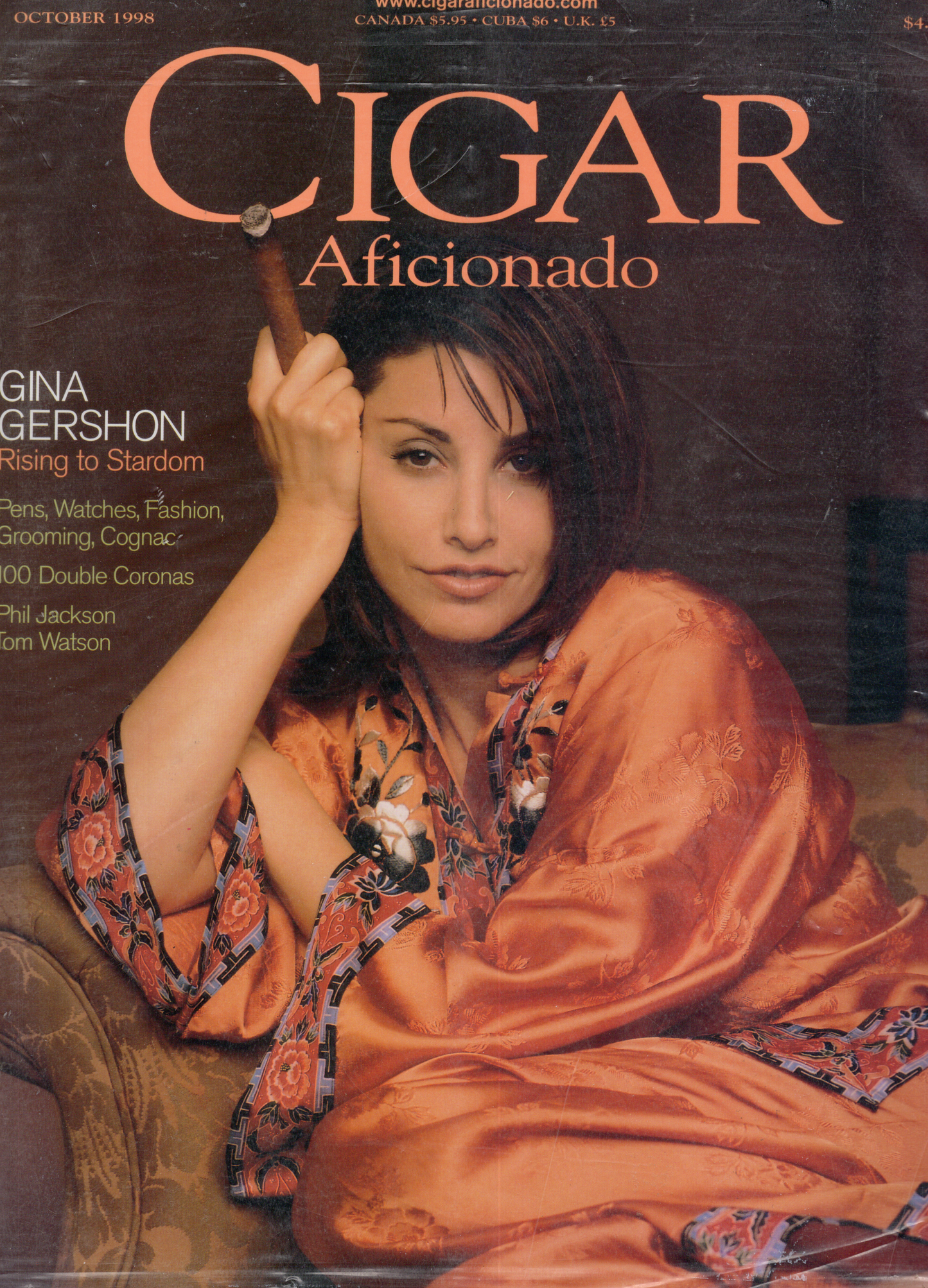 Vintage 1998 Cigar Aficionado: Gina Gershon Celebrity Issue Sealed Magazine