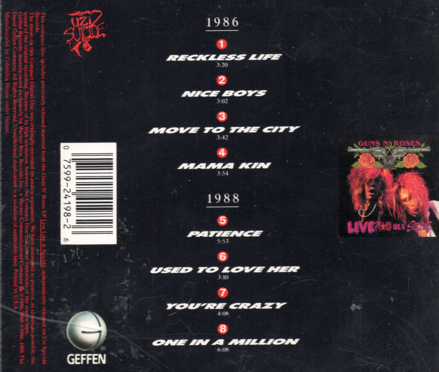 Guns N' Roses G N' R Lies (1988) Album Vintage CD